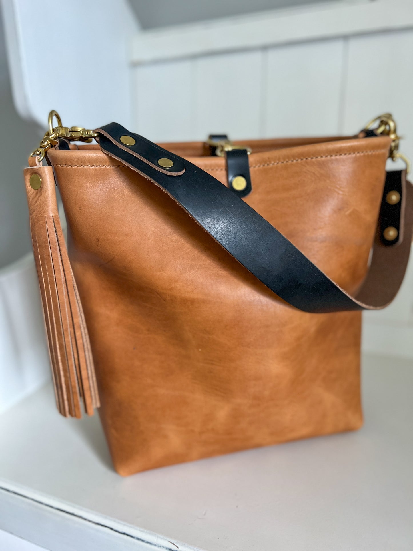 Hobo Bucket in Light Natural Horween Derby