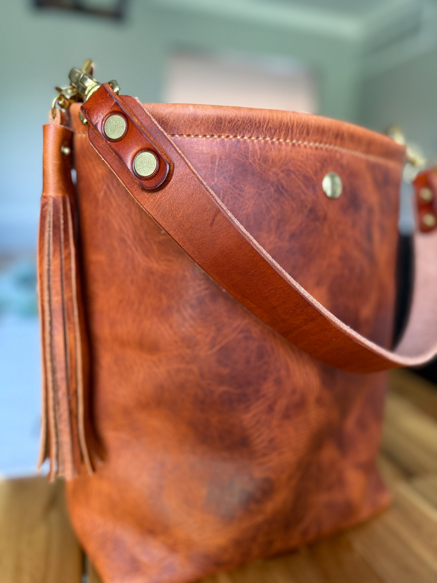 Braxton Bucket in Horween Natural Derby