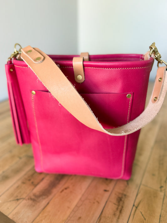 Bennett Bucket in Fuscia Vachetta (non-milled)