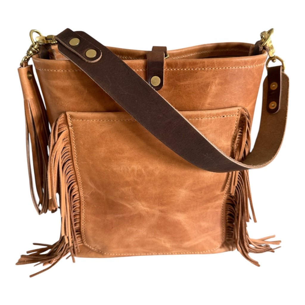 Western Bennett Bucket in Horween Natural Derby w/fringe