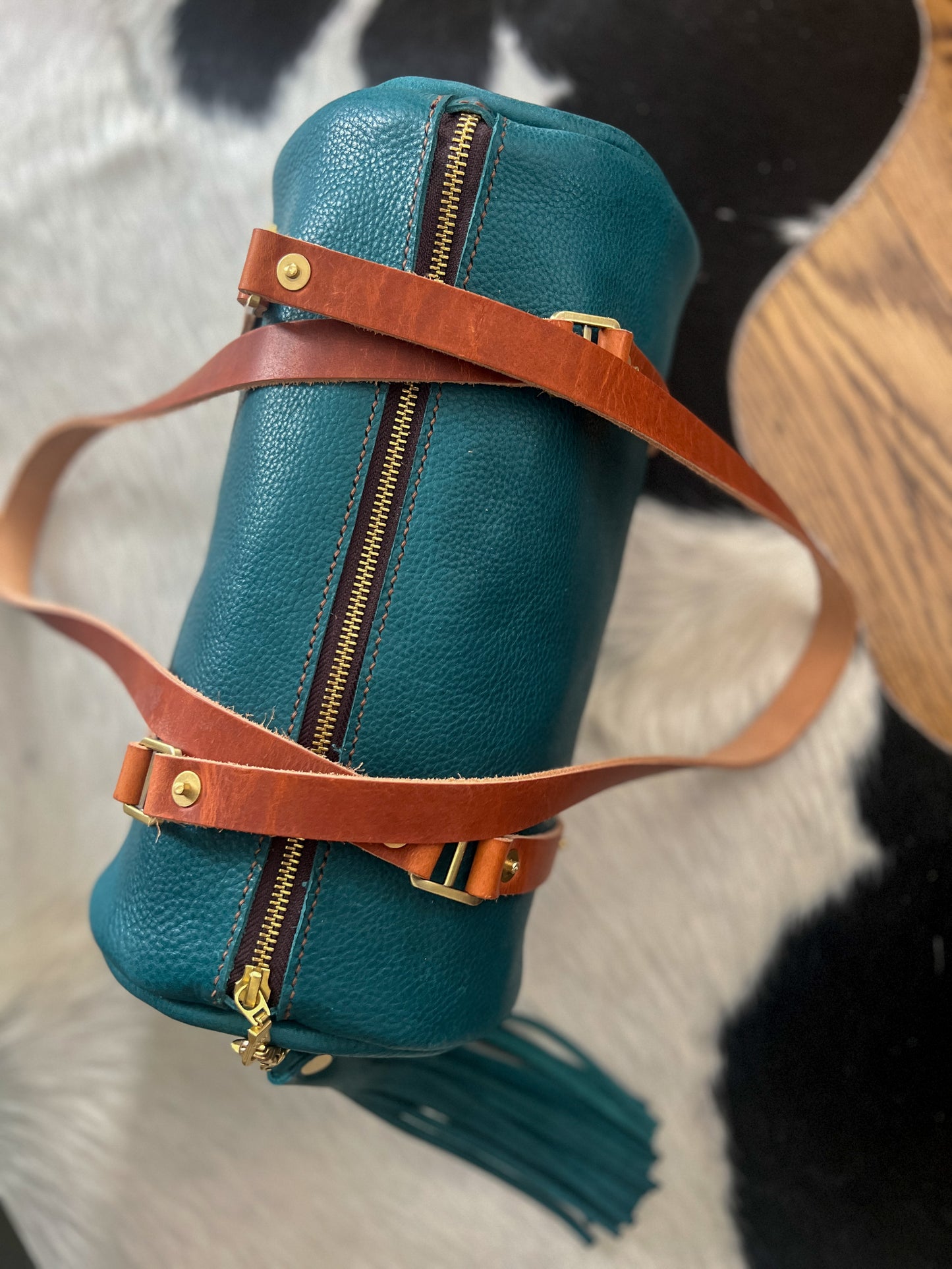 Bren Barrel in Italian Jeans Full Grain Leather