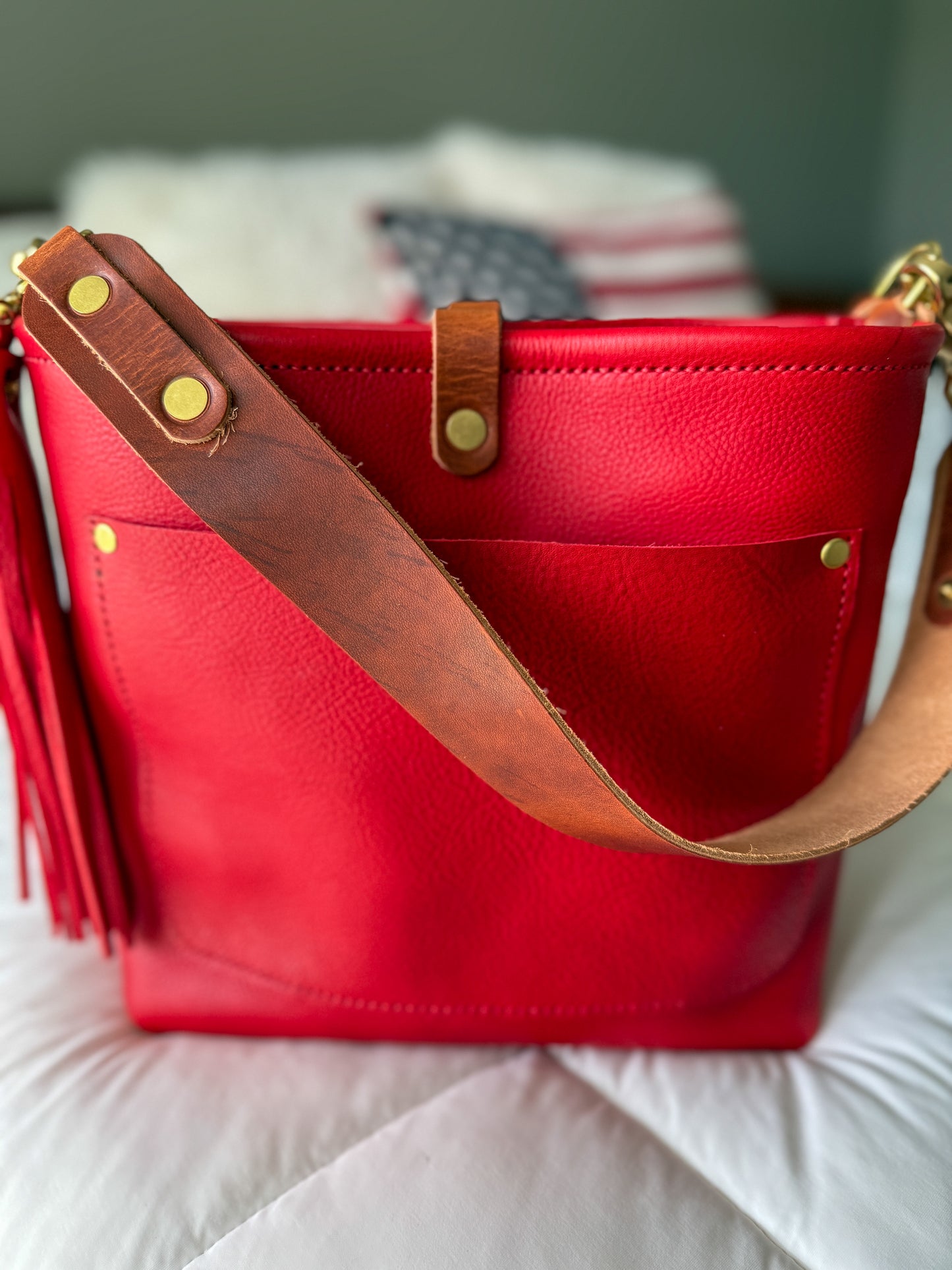 Bennett “shorty” Bucket in Ruby Vachetta