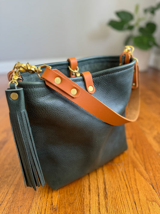 Hobo Bucket in Evergreen Vachetta