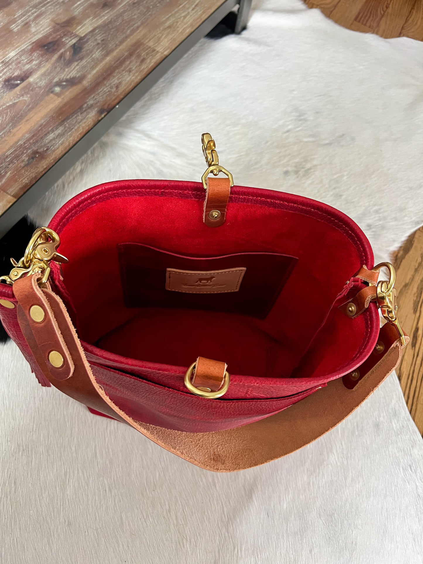 Bennett Bucket in Full Grain Cranberry Leather