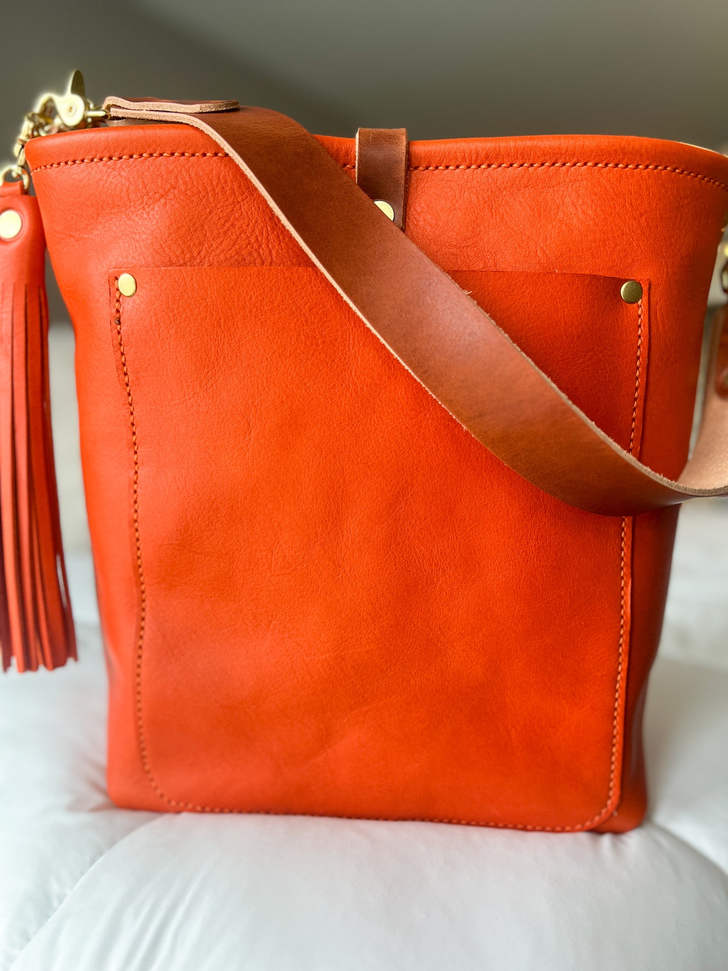 Bennett Bucket in Mandarin Vachetta
