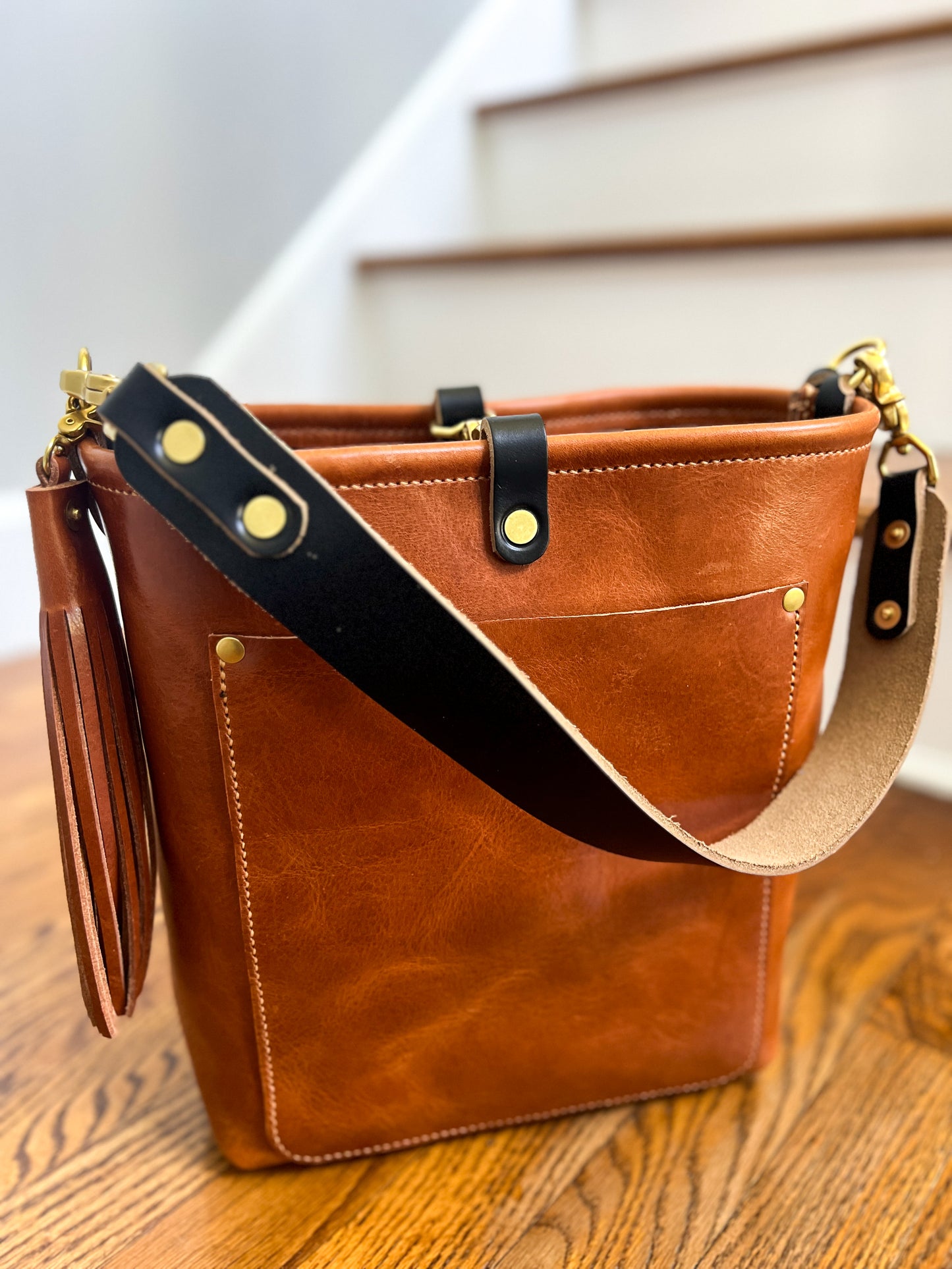 Bennett Bucket in Full Grain Toffee Vegetable Tanned Leather
