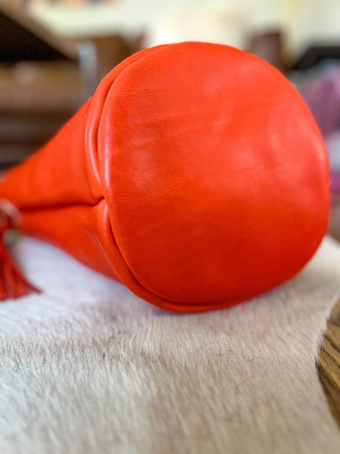 O Ring Bucket Bag in Mandarin Vachetta
