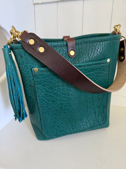 Bennett Bucket in Peacock Full Grain Bison Leather
