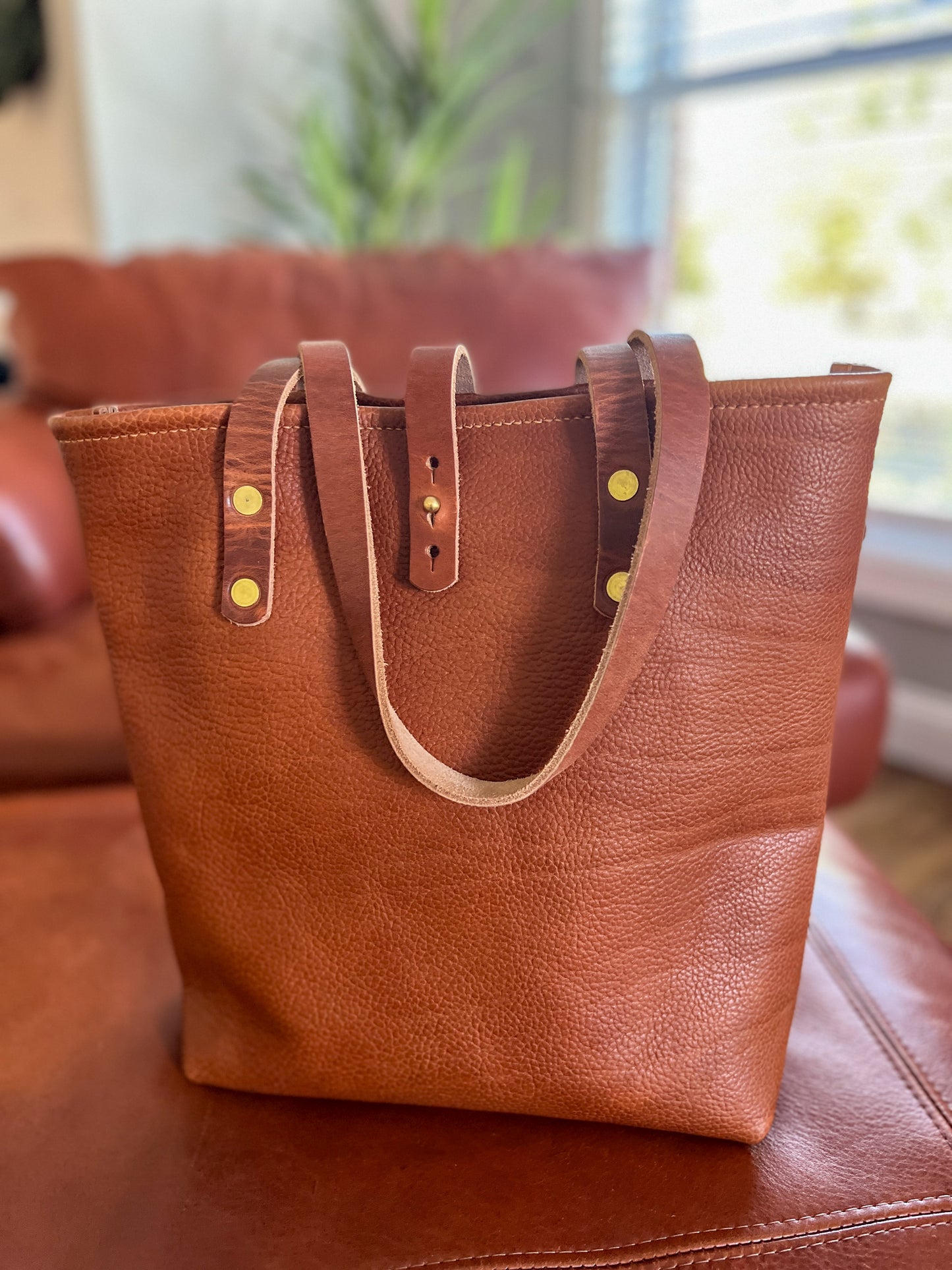 Tall Tote in Horween Montana Cognac