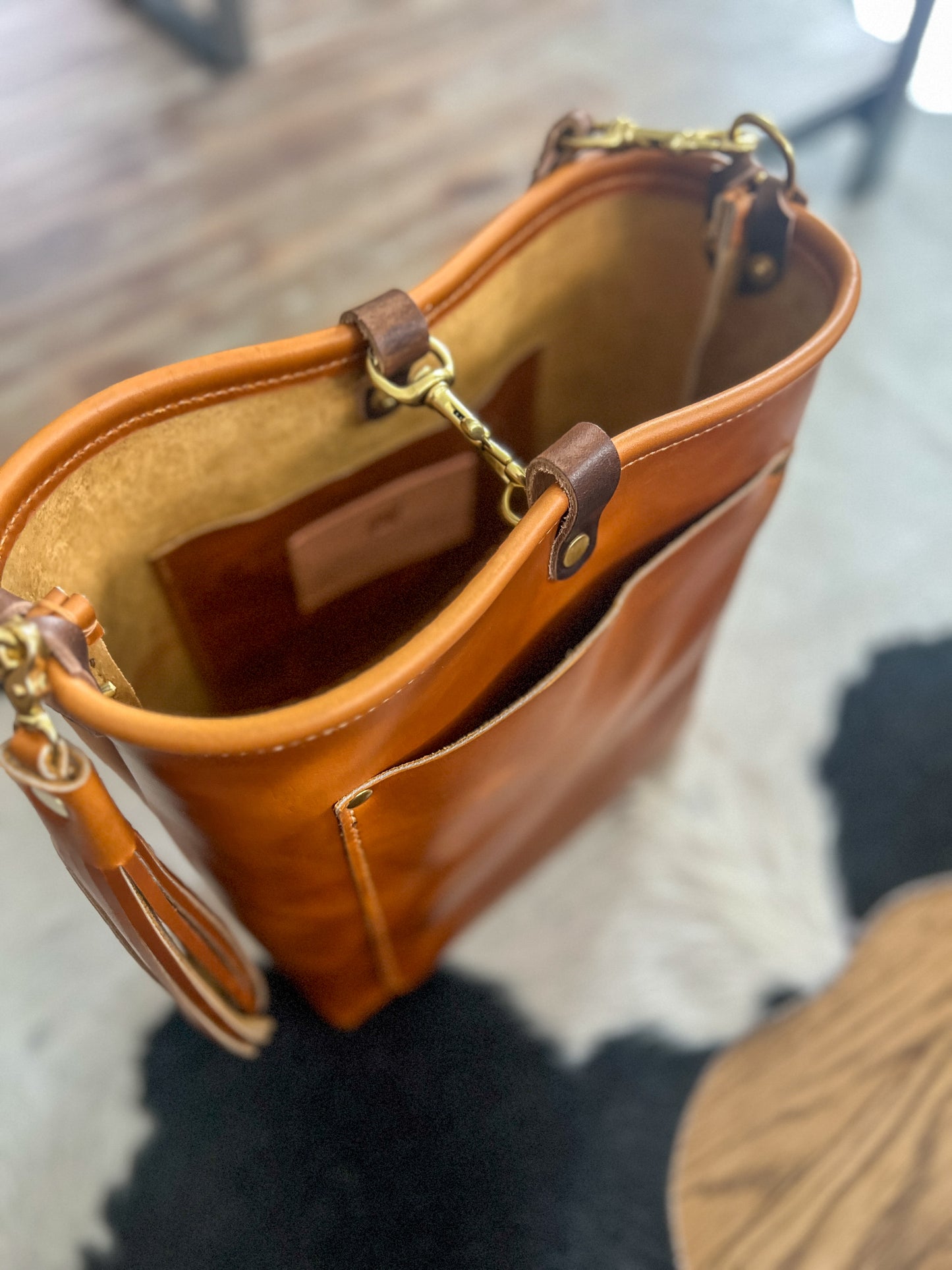 Bennett Bucket in Horween Butterscotch Full Grain Leather