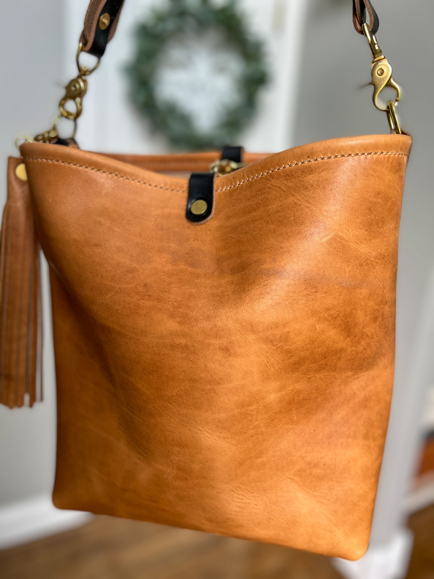 Hobo Bucket in Light Natural Horween Derby