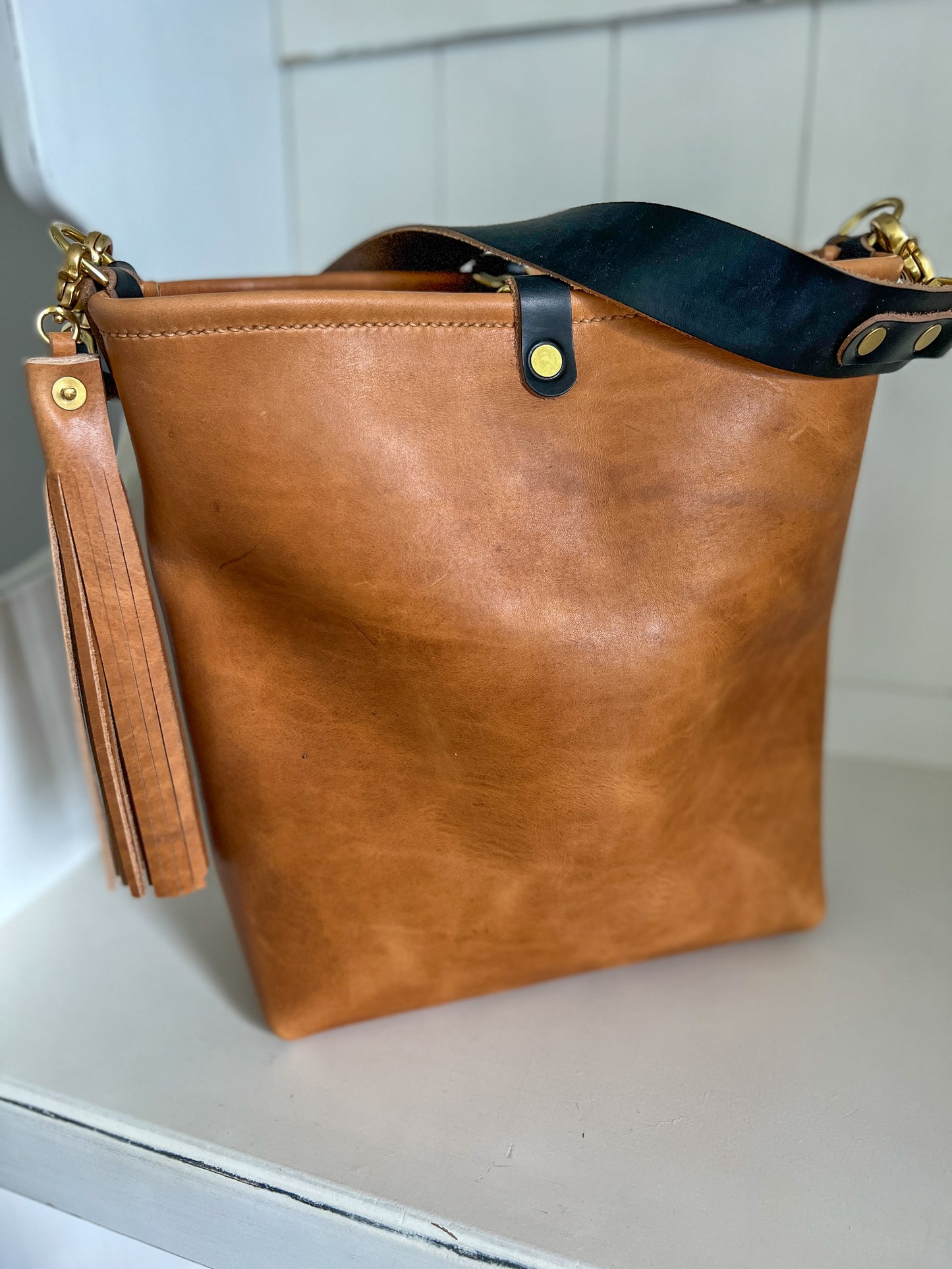 Hobo Bucket in Light Natural Horween Derby