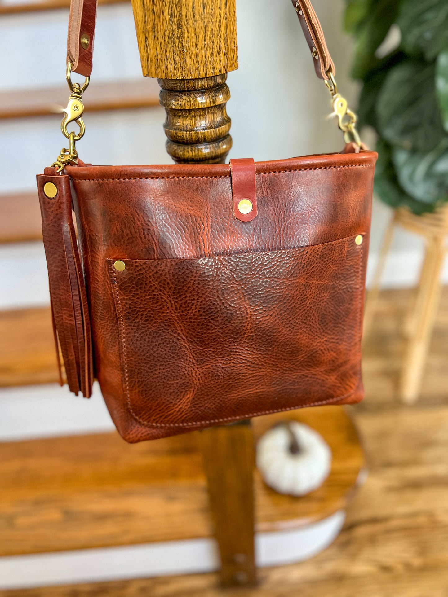 Bennett “shorty” Bucket in Full Grain Amber Leather