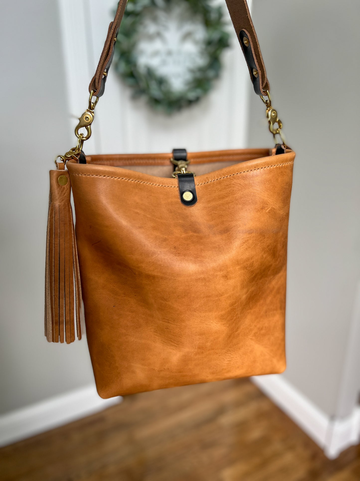 Hobo Bucket in Light Natural Horween Derby