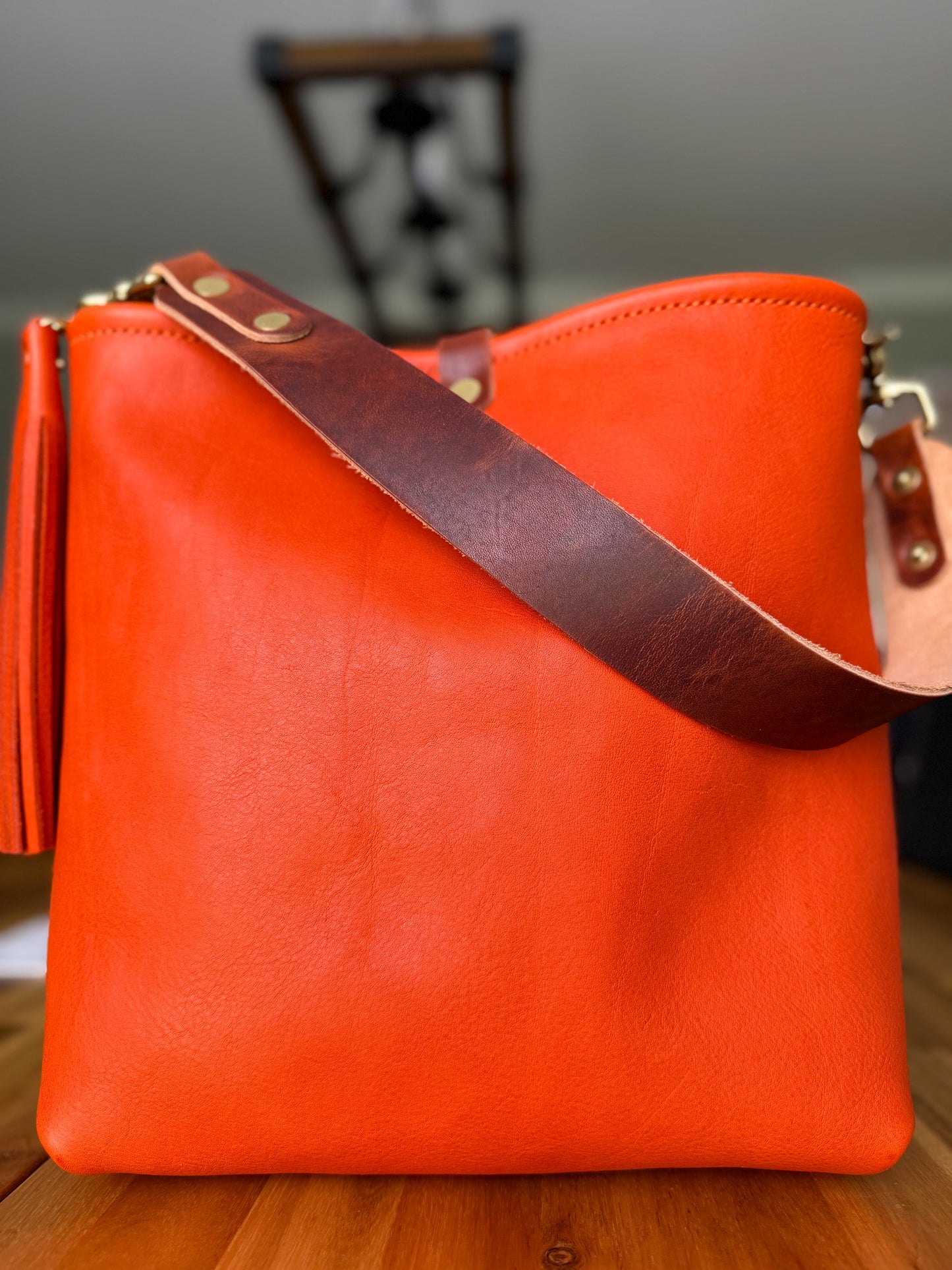 Hobo Bucket in Mandarin Vachetta