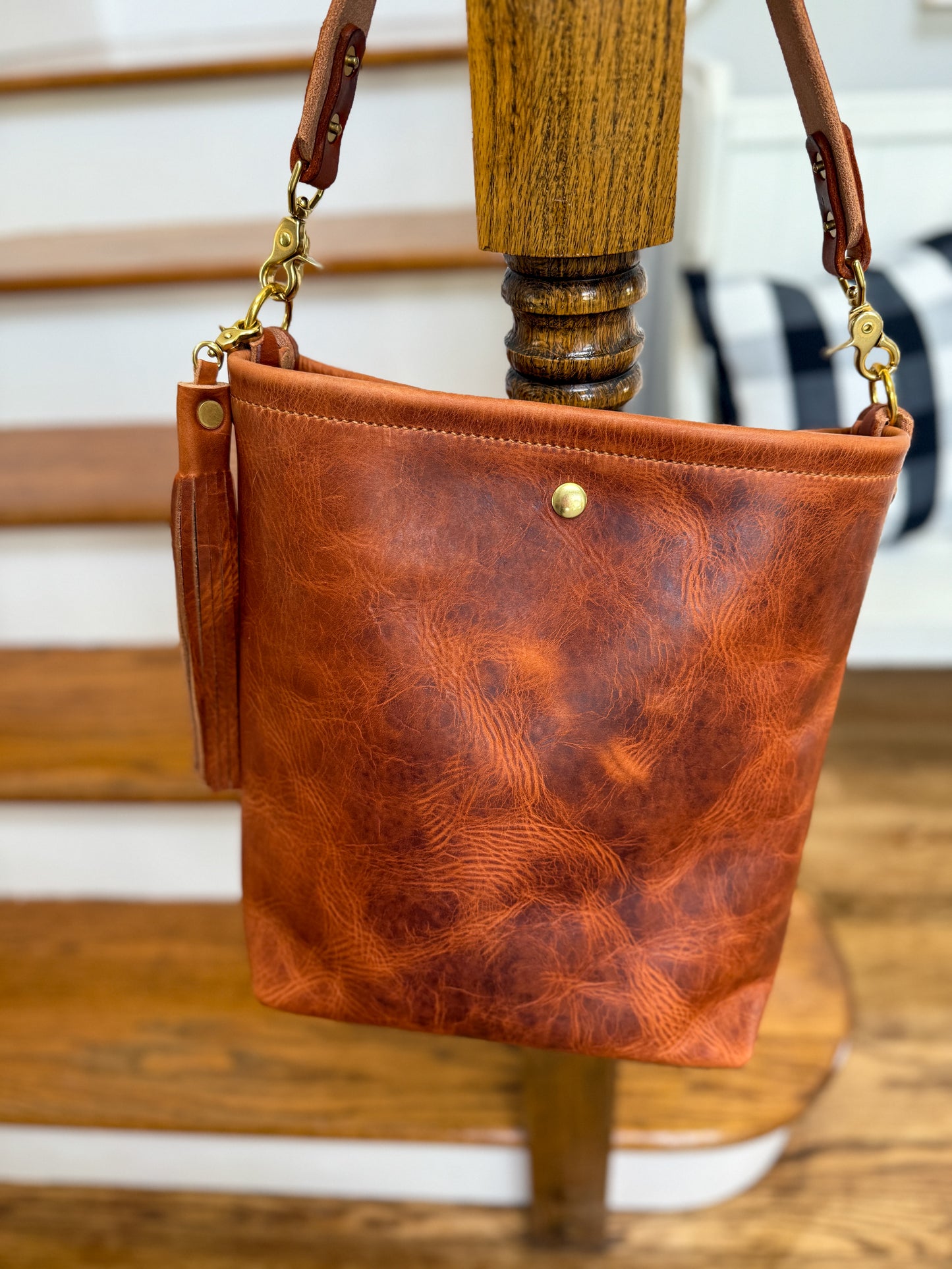 Braxton Bucket in Horween Natural Derby