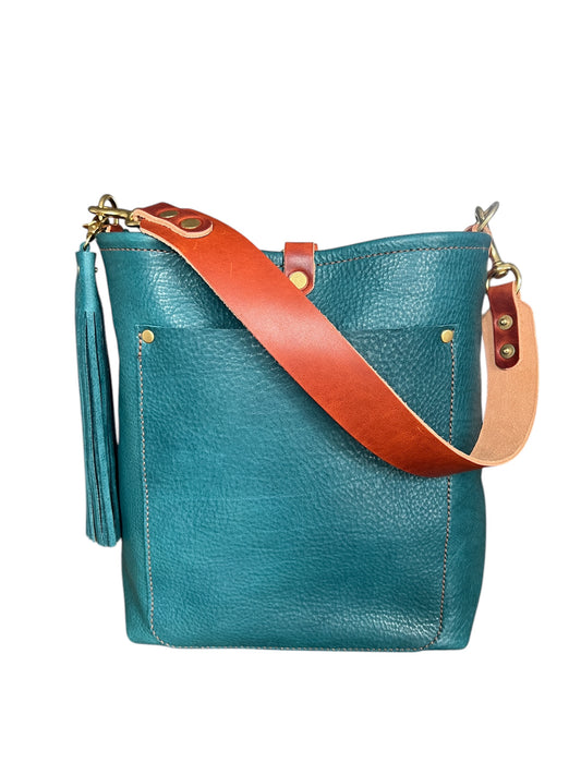 Bennett Bucket in Italian Blue Jeans Full Grain Leather