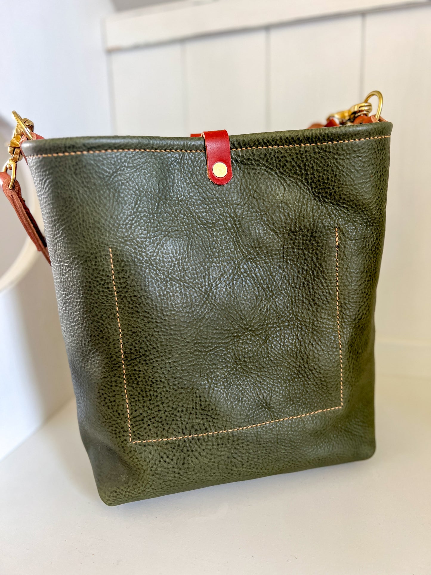 Bennett Bucket in Italian Olive Vachetta Leather