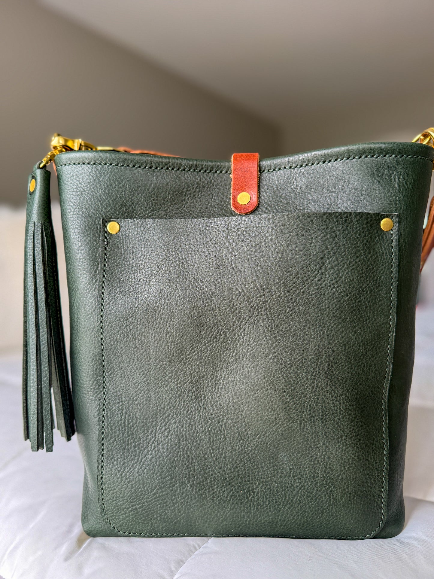 Bennett Bucket in Evergreen Vachetta