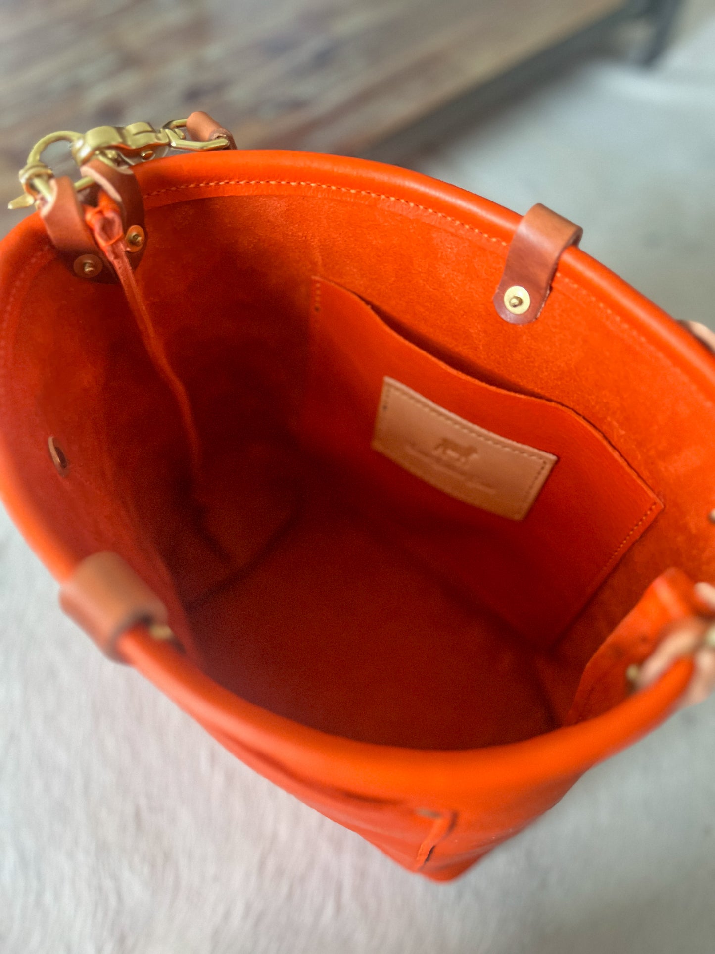 Bennett Bucket in Mandarin Vachetta