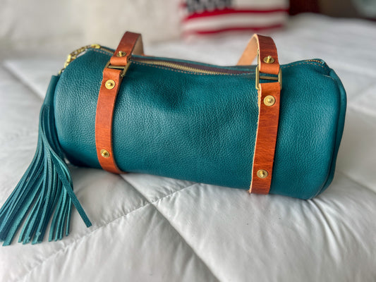 Bren Barrel in Italian Jeans Full Grain Leather