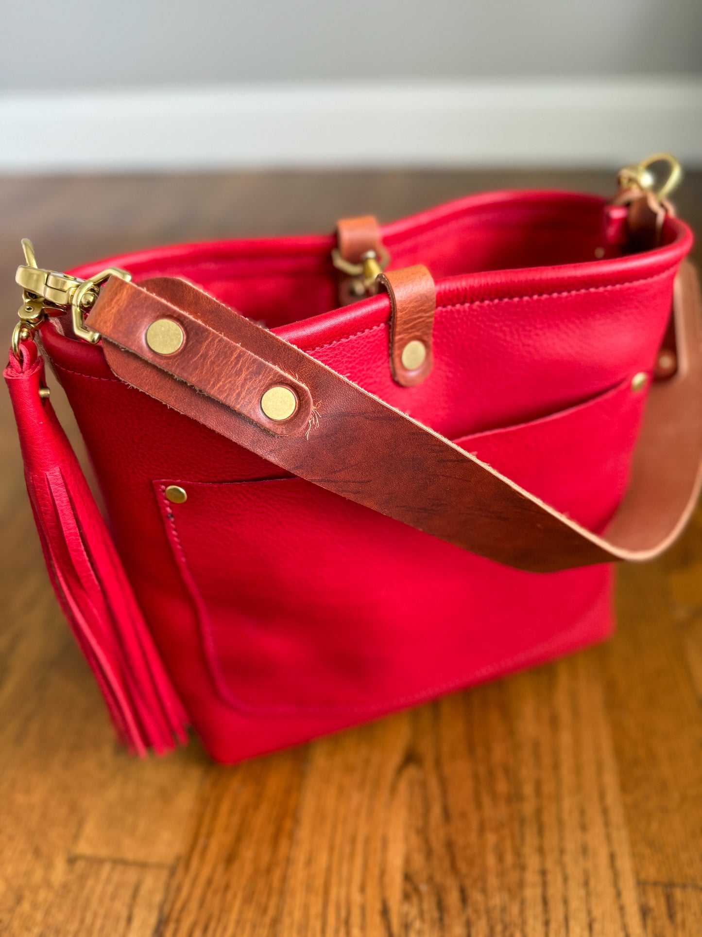 Bennett “shorty” Bucket in Ruby Vachetta