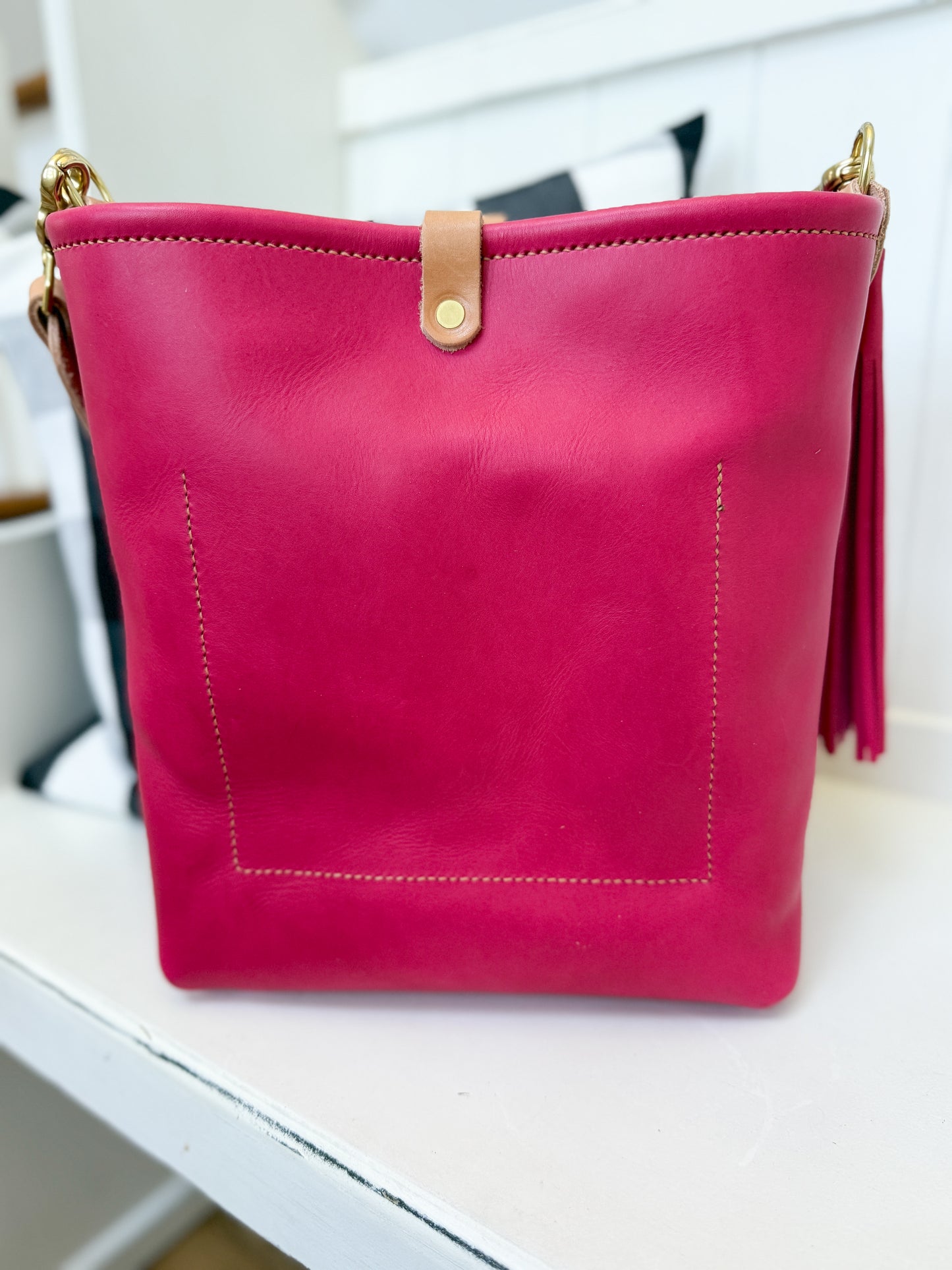 Bennett Bucket in Fuscia Vachetta (non-milled)