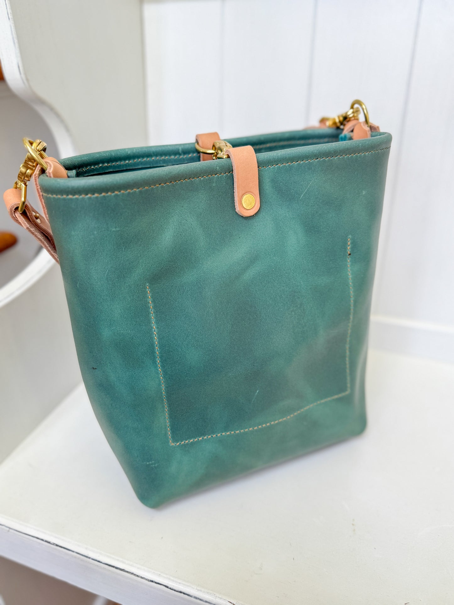 Bennett Bucket in Aqua Pearl Horween