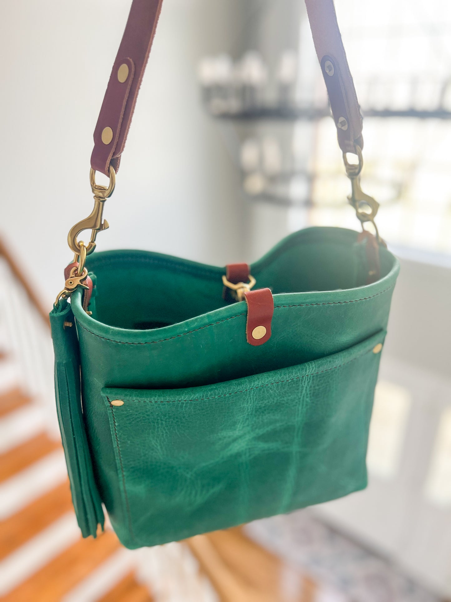 Bennett “shorty” Bucket in Teal Oil Tanned Leather
