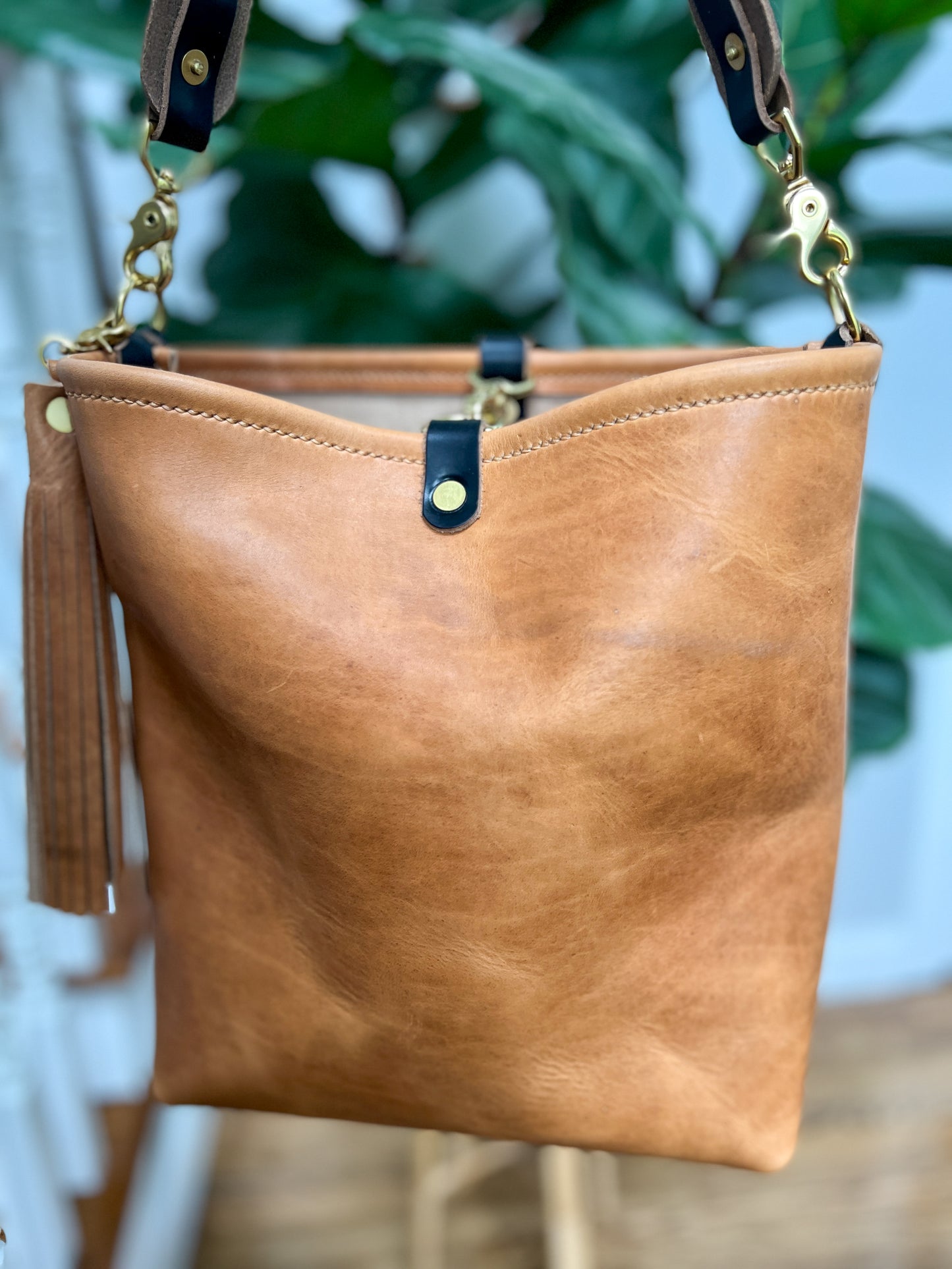 Hobo Bucket in Light Natural Horween Derby