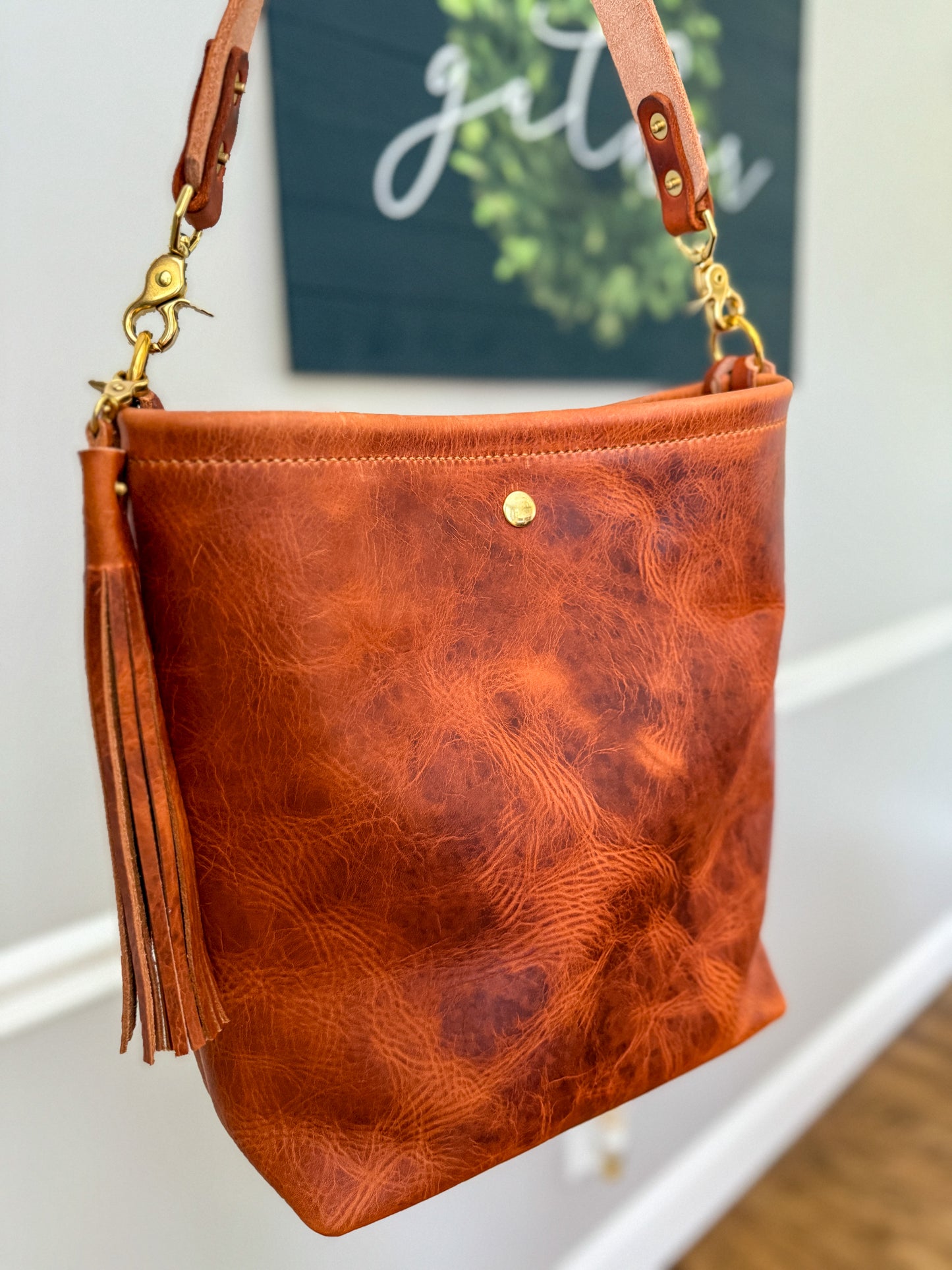Braxton Bucket in Horween Natural Derby