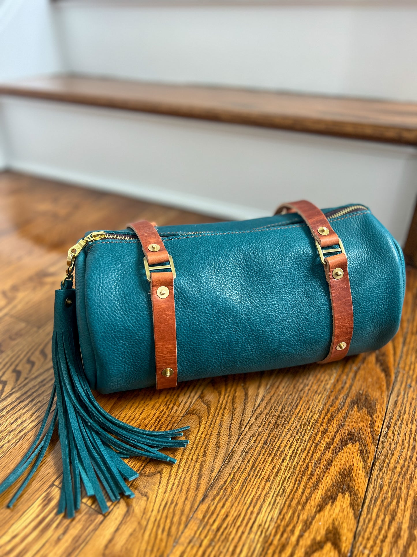 Bren Barrel in Italian Jeans Full Grain Leather