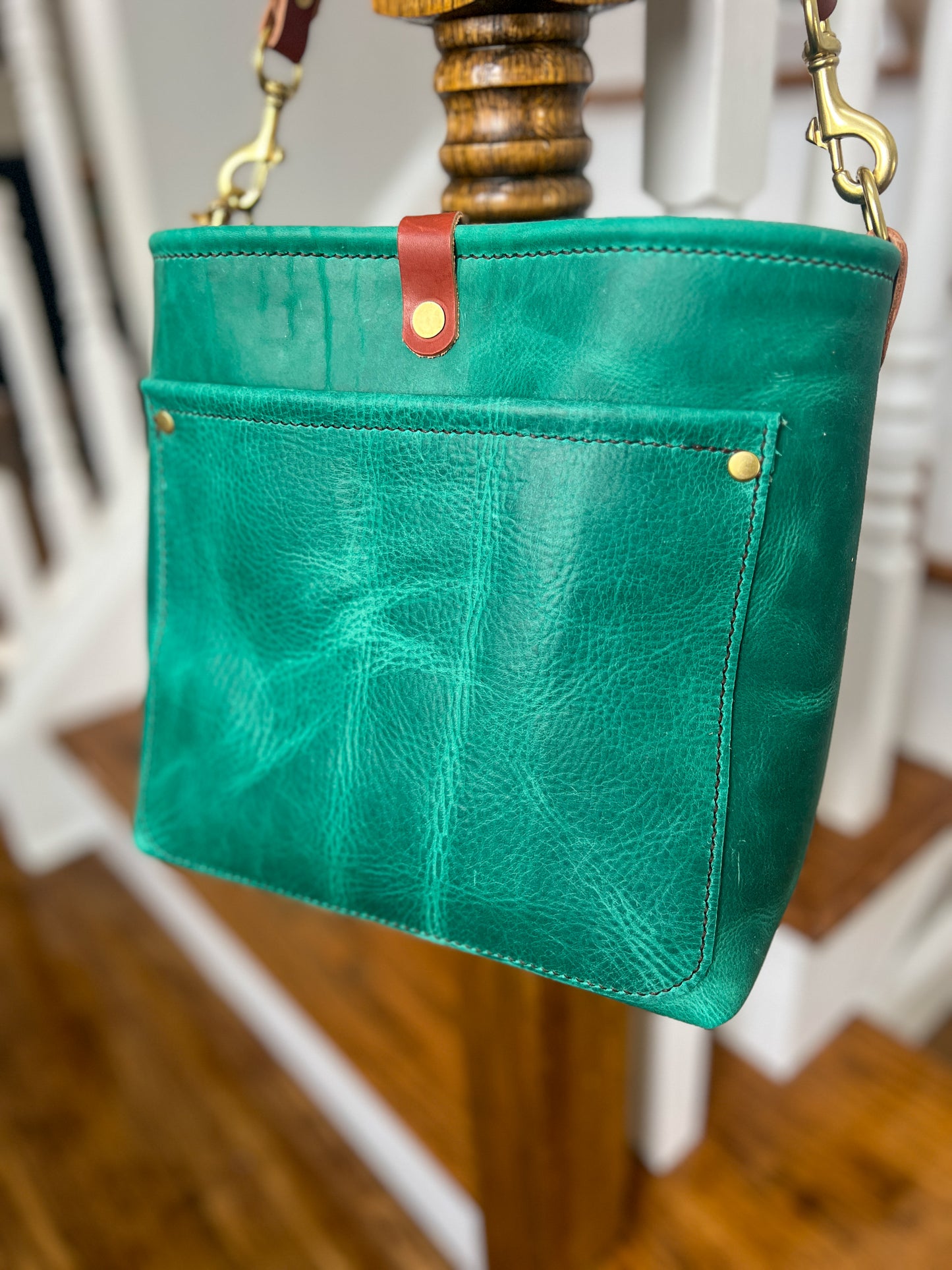 Bennett “shorty” Bucket in Teal Oil Tanned Leather