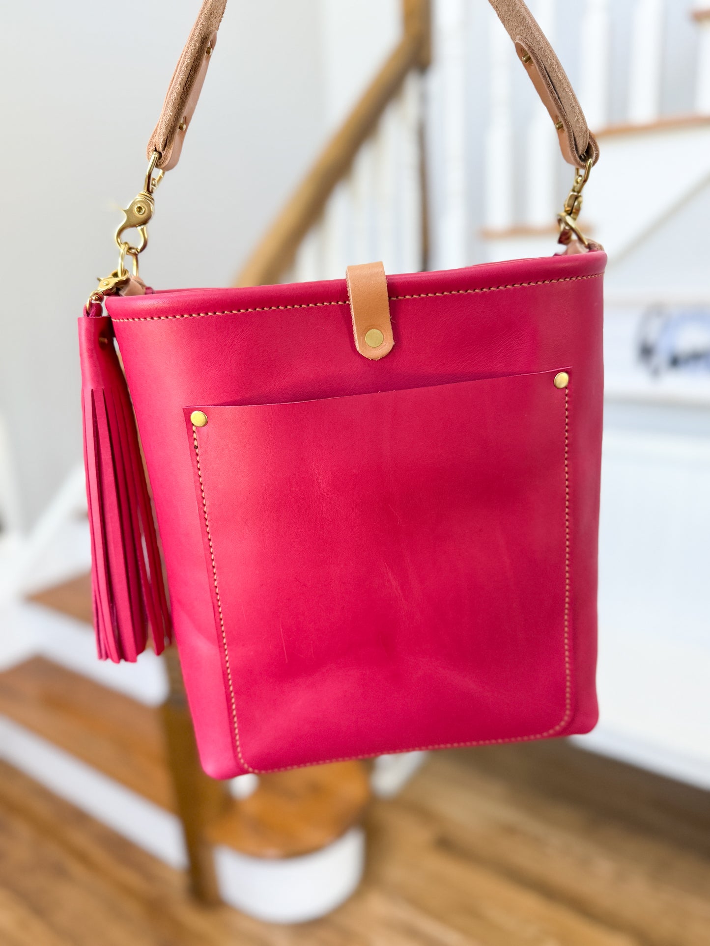 Bennett Bucket in Fuscia Vachetta (non-milled)