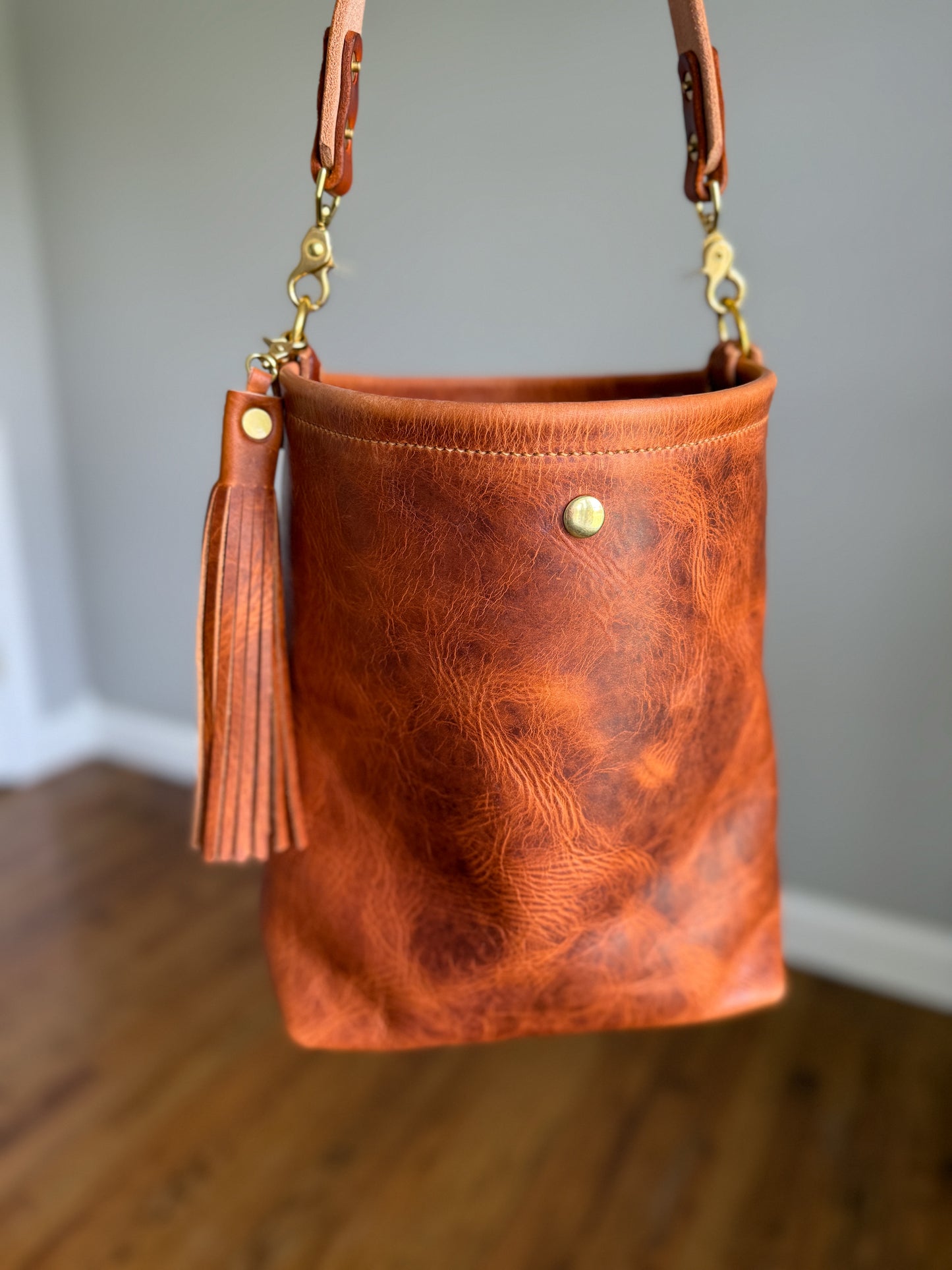 Braxton Bucket in Horween Natural Derby