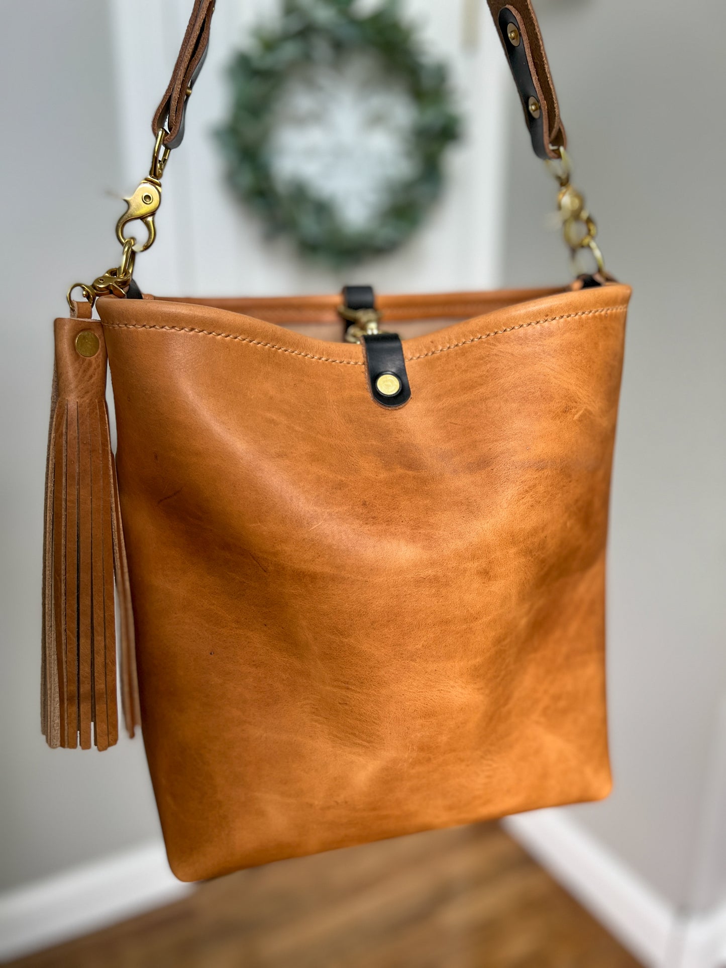 Hobo Bucket in Light Natural Horween Derby