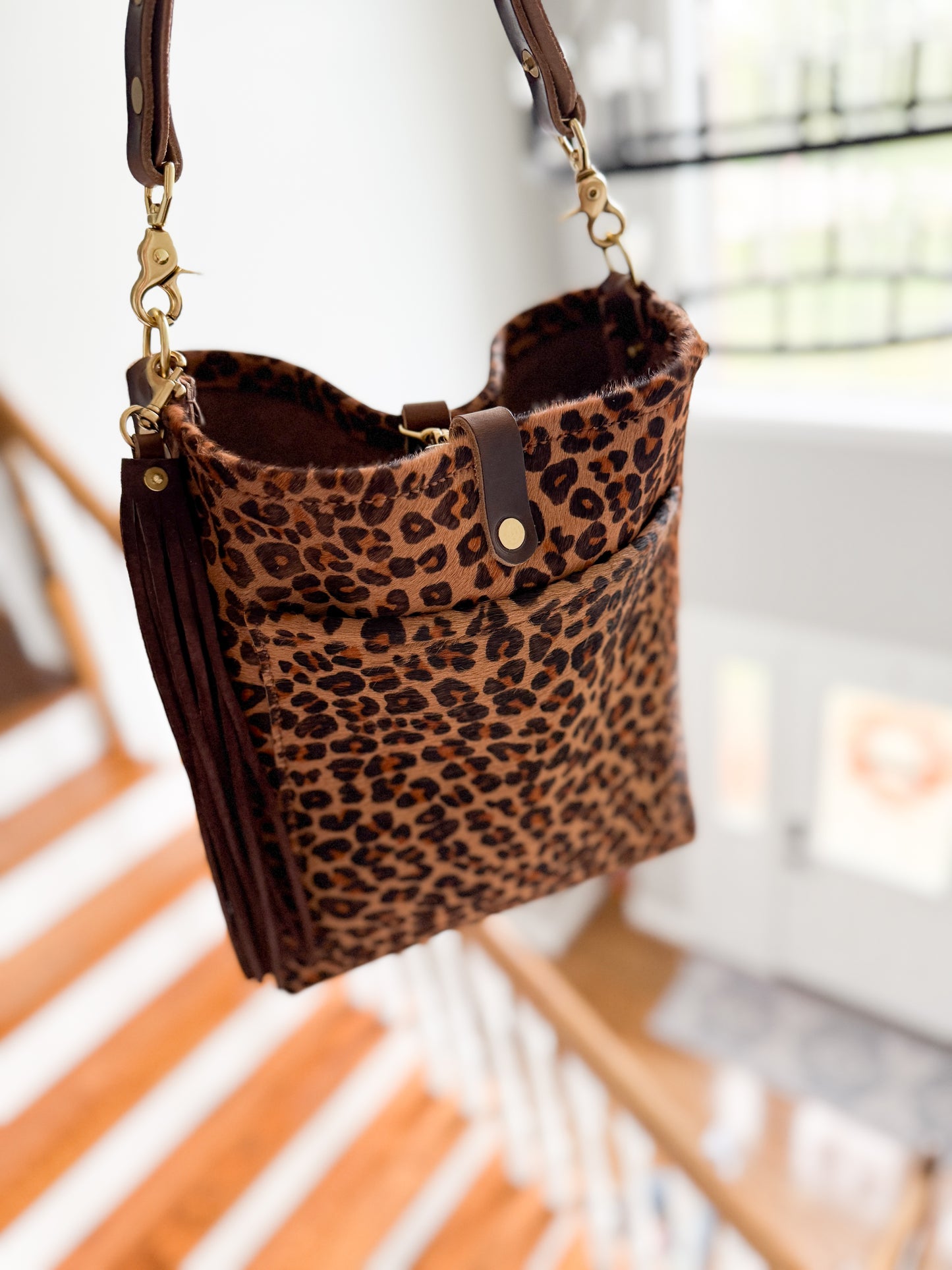 Bennett Bucket in Hair on Hide Cowhide