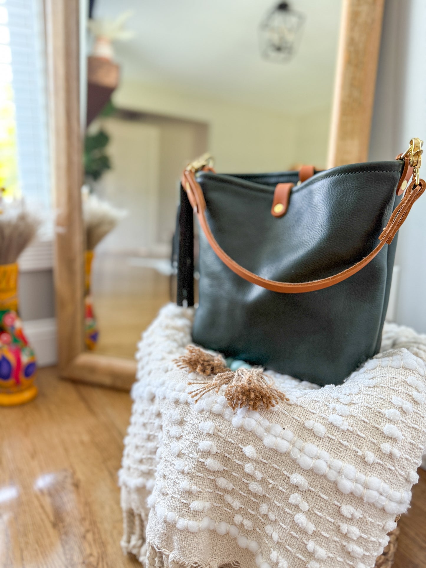 Hobo Bucket in Evergreen Vachetta