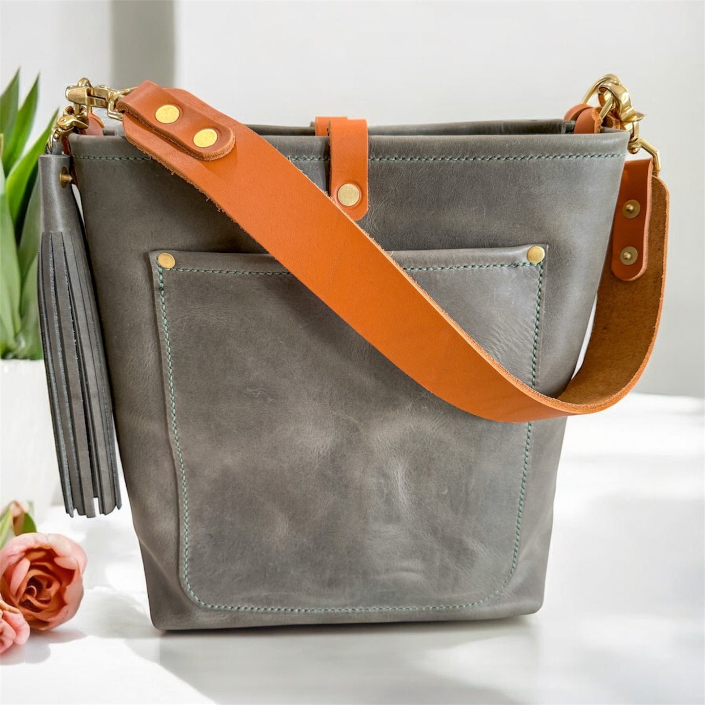 Bennett Bucket in Seagrass Derby Horween