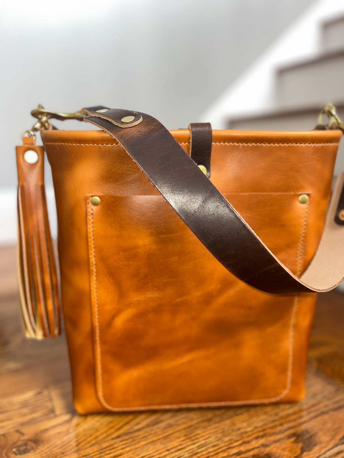 Bennett Bucket in Horween Butterscotch Full Grain Leather
