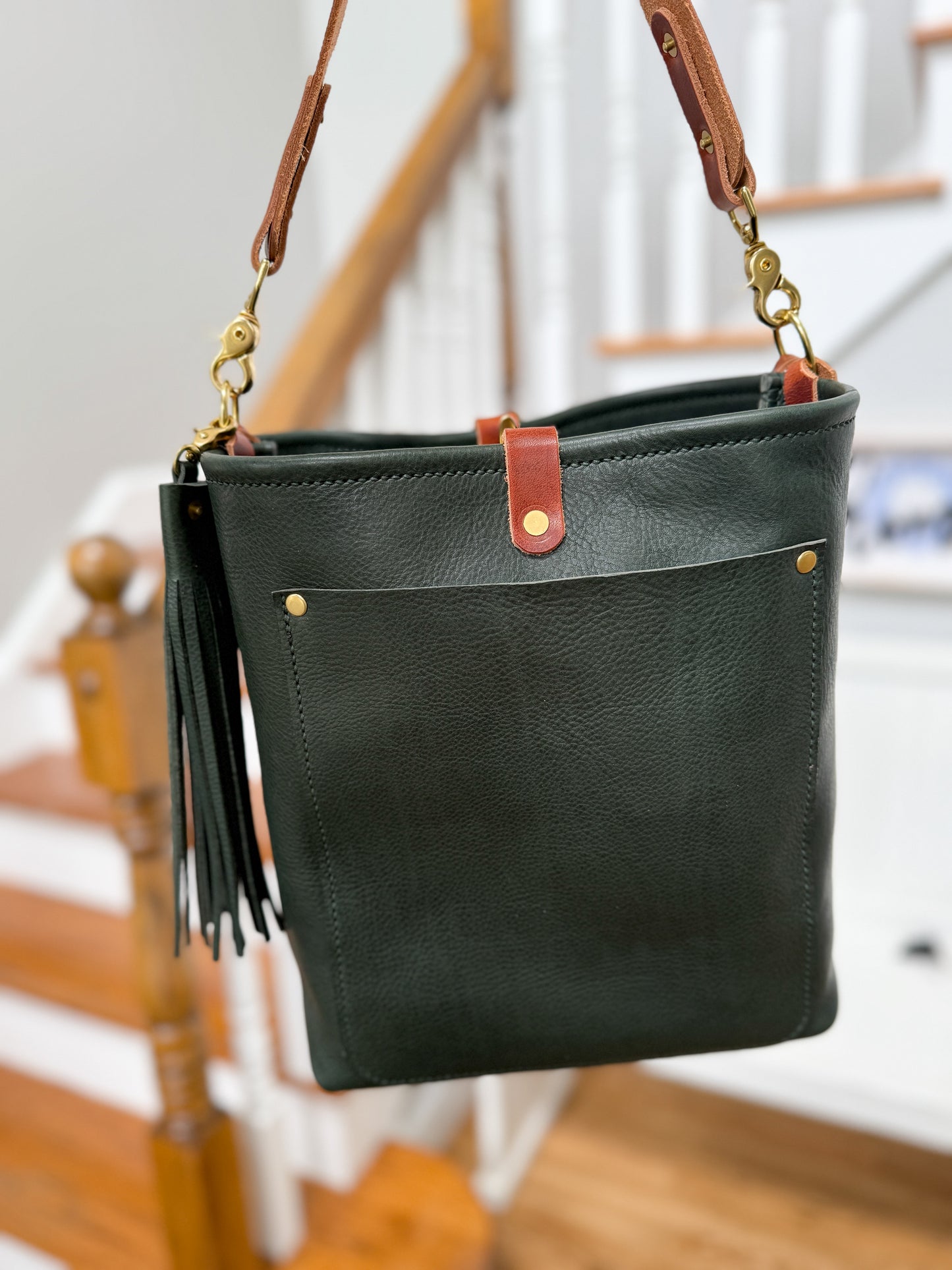 Bennett Bucket in Evergreen Vachetta