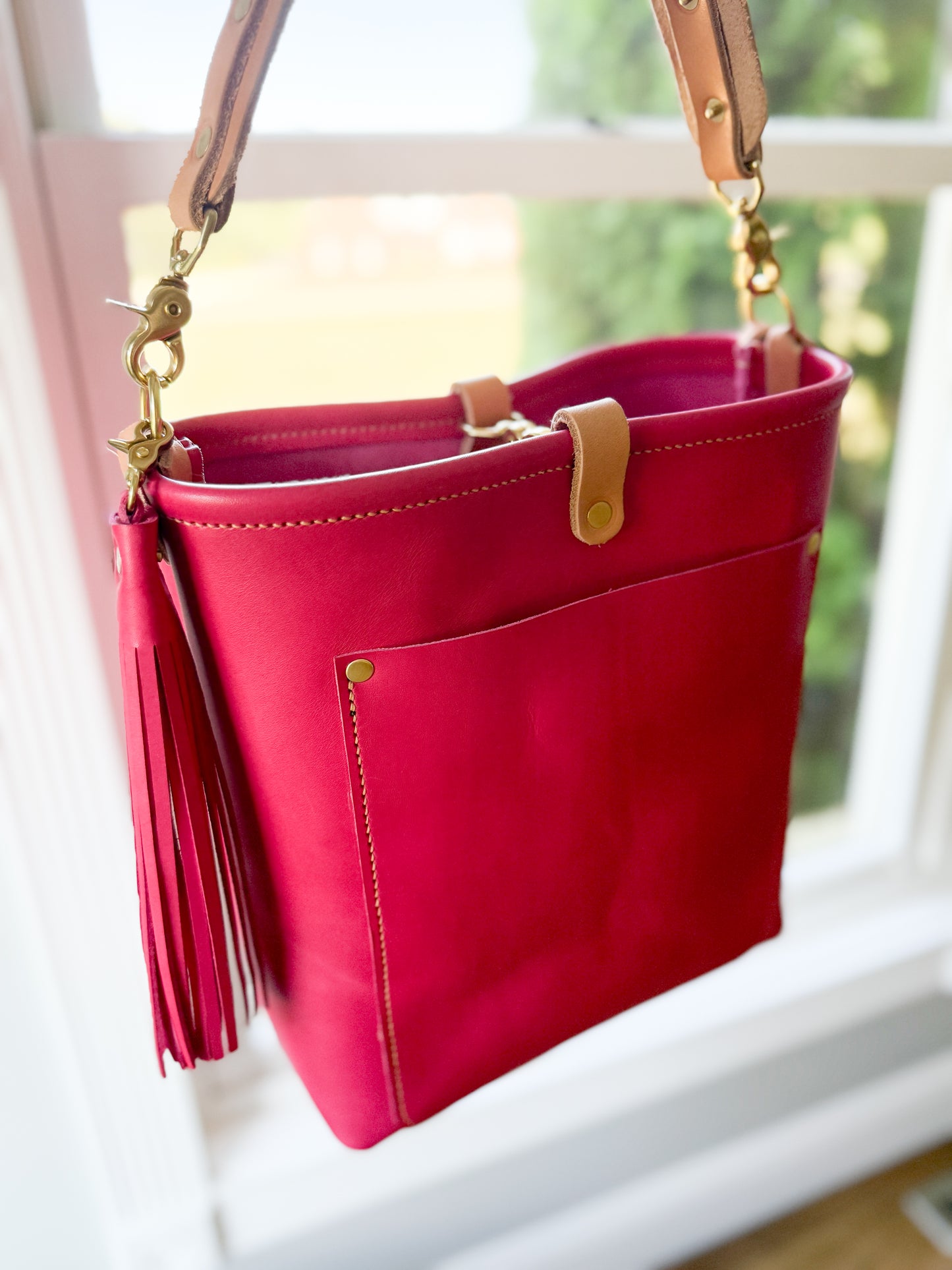 Bennett Bucket in Fuscia Vachetta (non-milled)