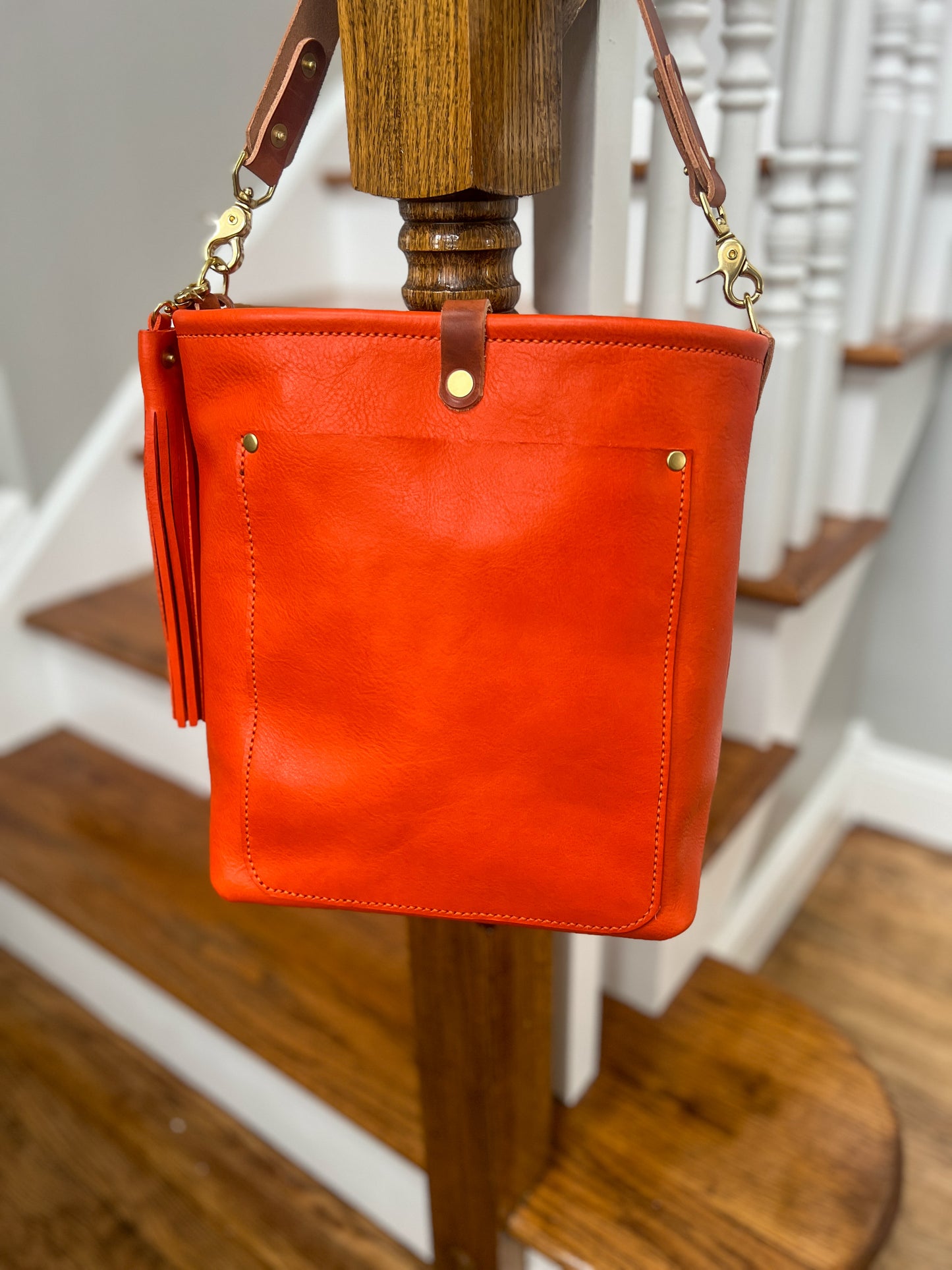 Bennett Bucket in Mandarin Vachetta