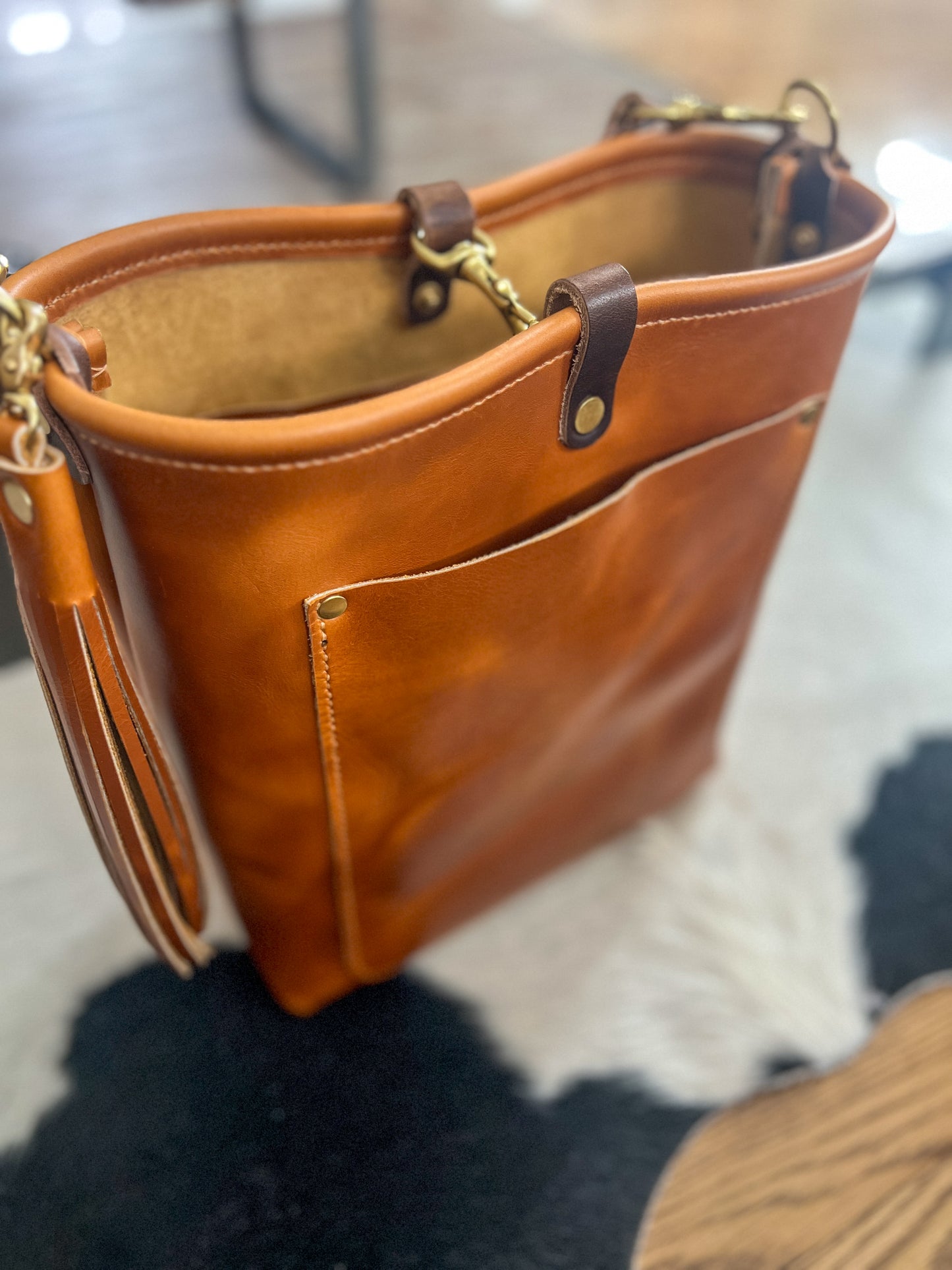 Bennett Bucket in Horween Butterscotch Full Grain Leather