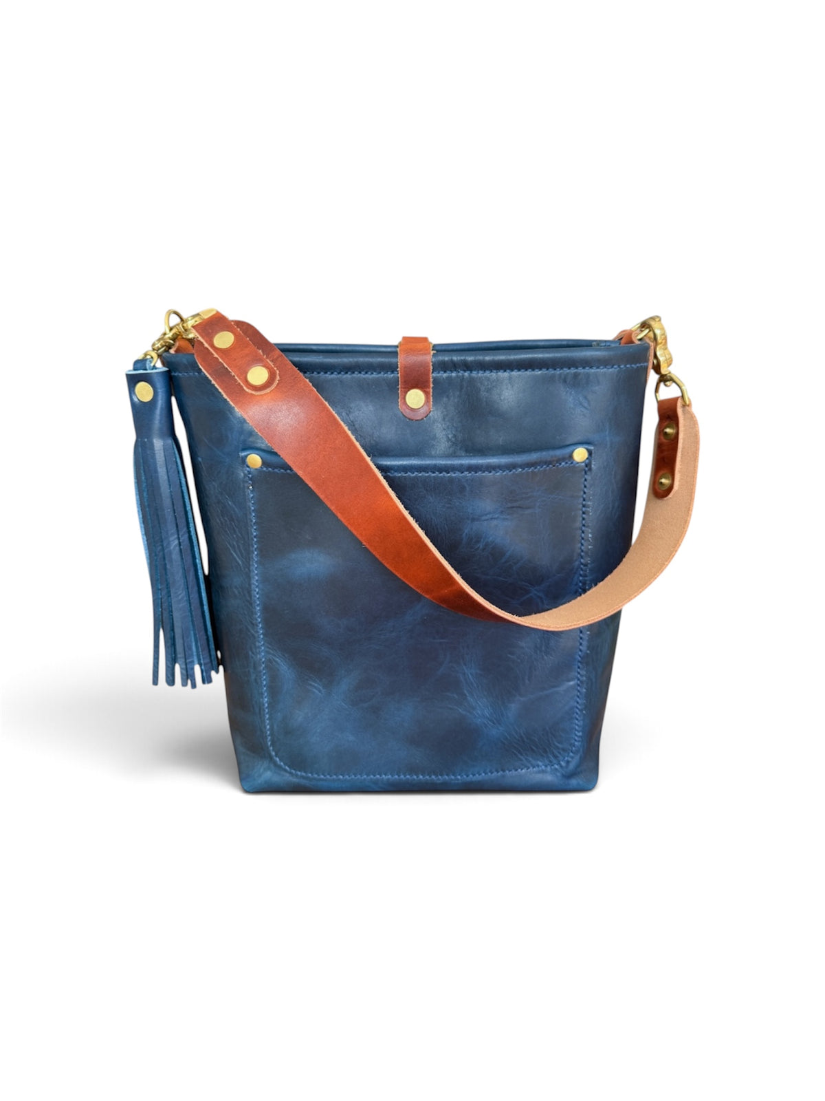 Bennett Bucket in Horween Cobalt Full Grain Leather