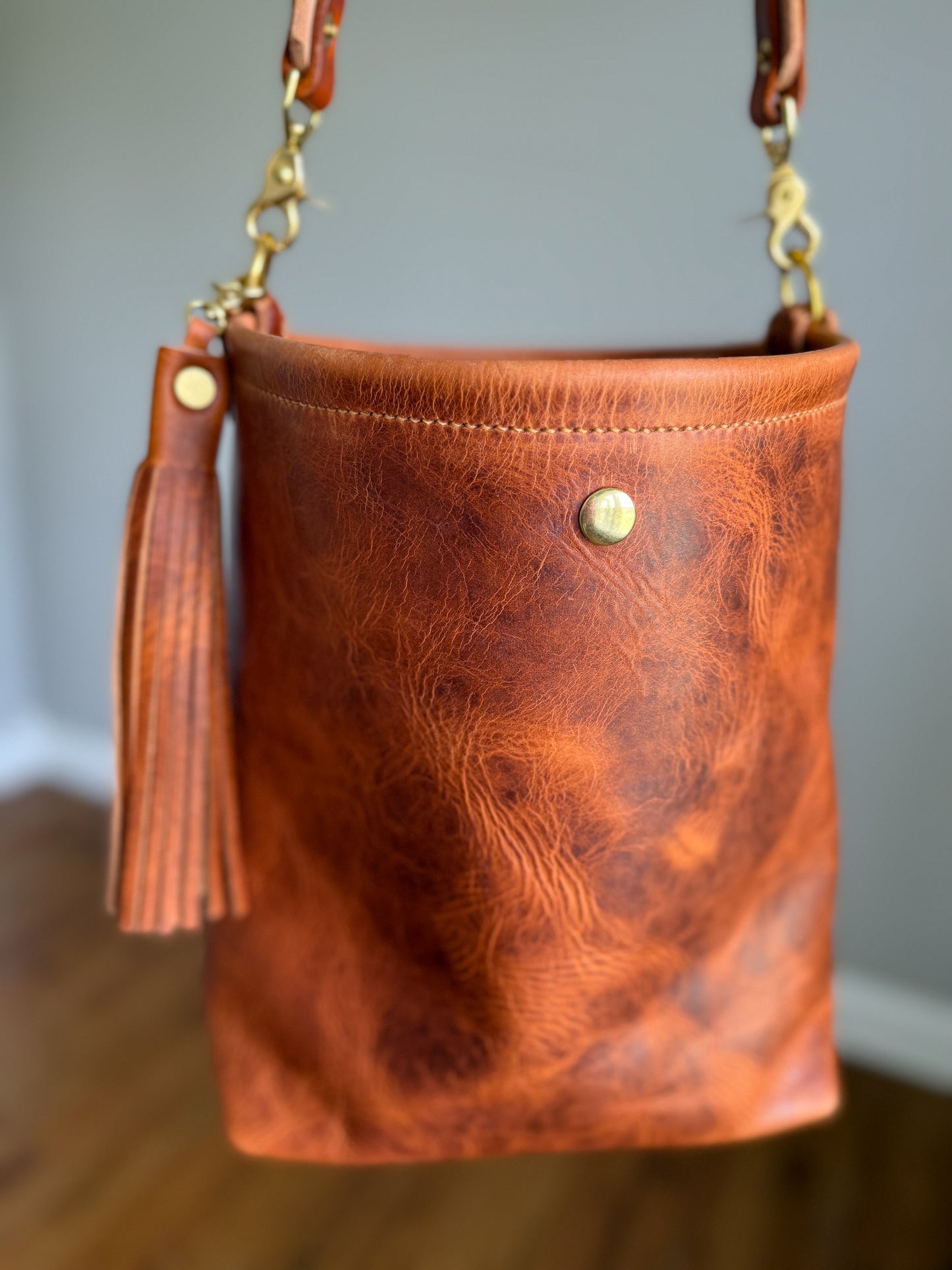 Braxton Bucket in Horween Natural Derby