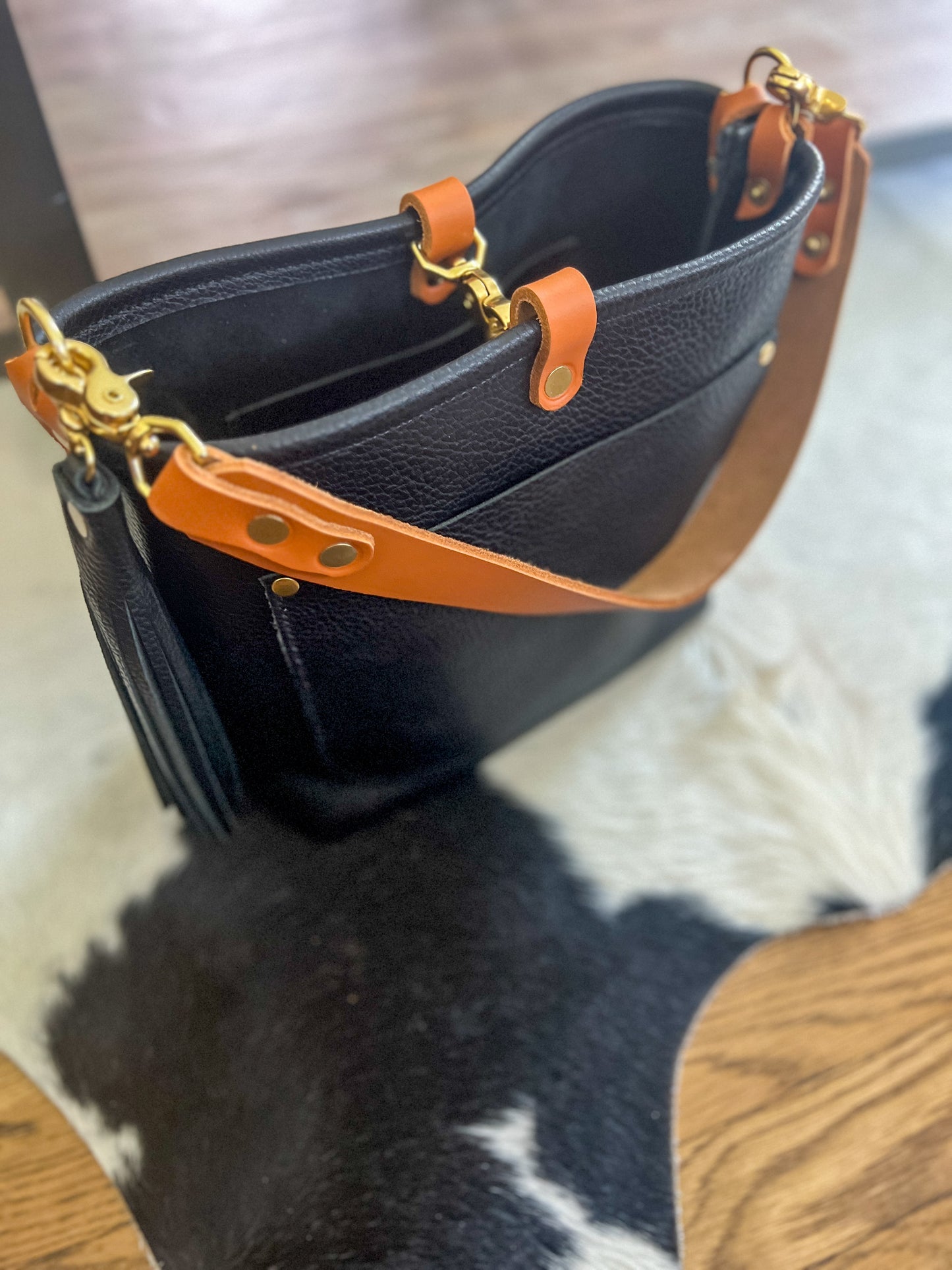 Bennett “shorty” Bucket in Horween Black Pebbled Leather