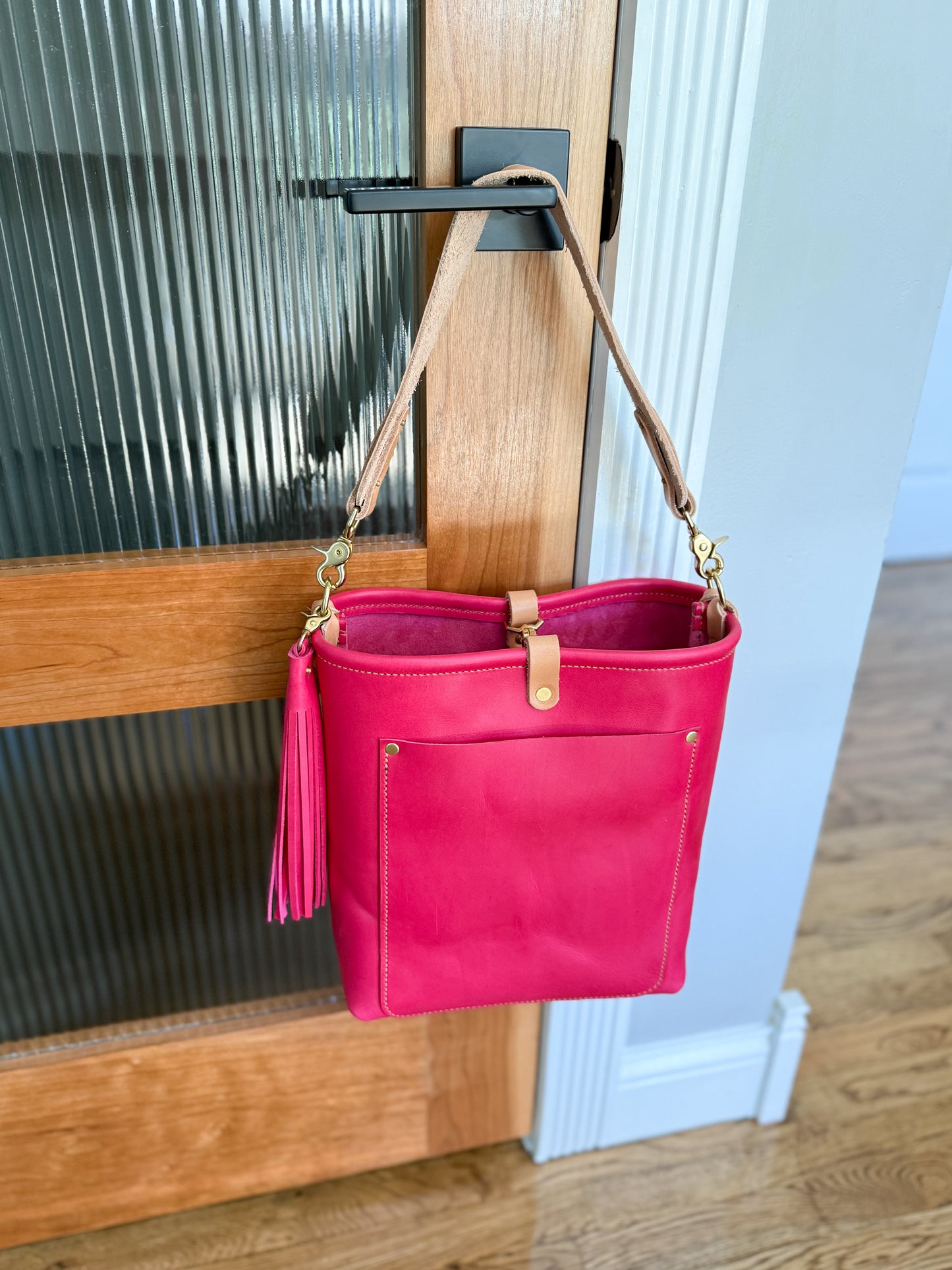Bennett Bucket in Fuscia Vachetta (non-milled)
