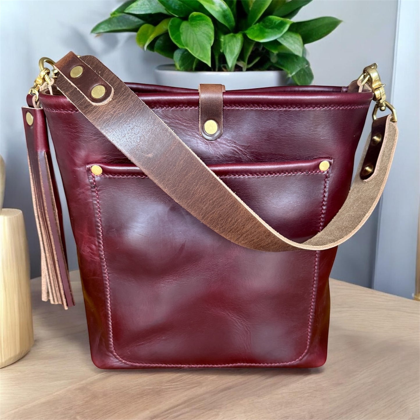 Bennett Bucket in Black Cherry Horween Chromexcel