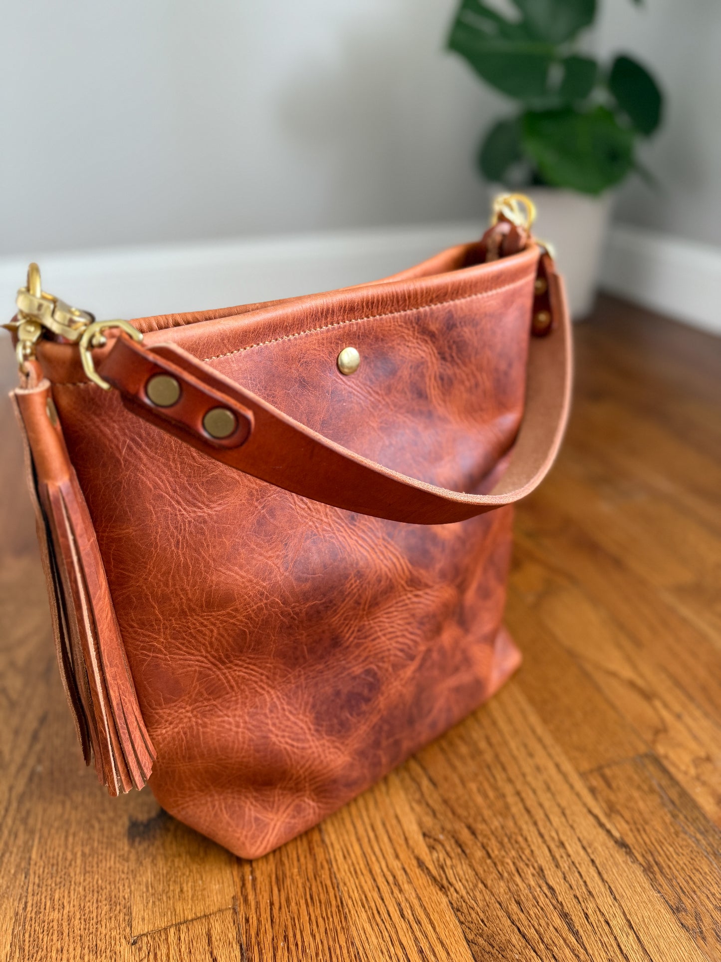 Braxton Bucket in Horween Natural Derby